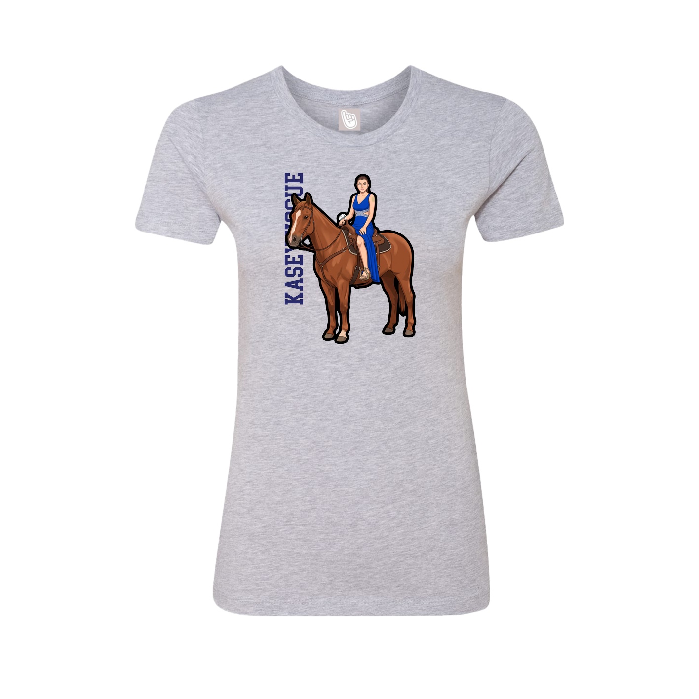 Fitted Women's Tee — Name Vertical in Grey