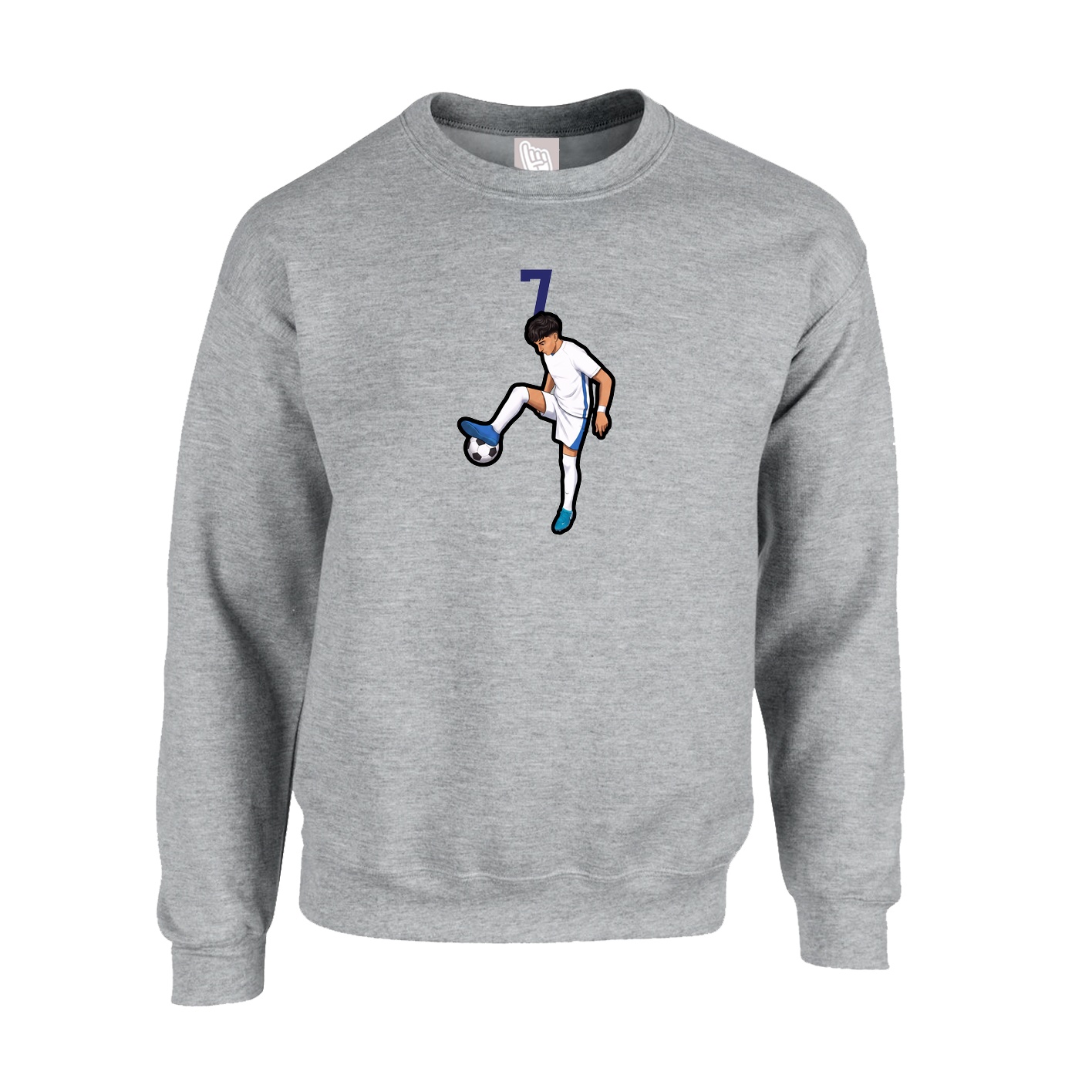 Fleece Crew — Number Top in Grey