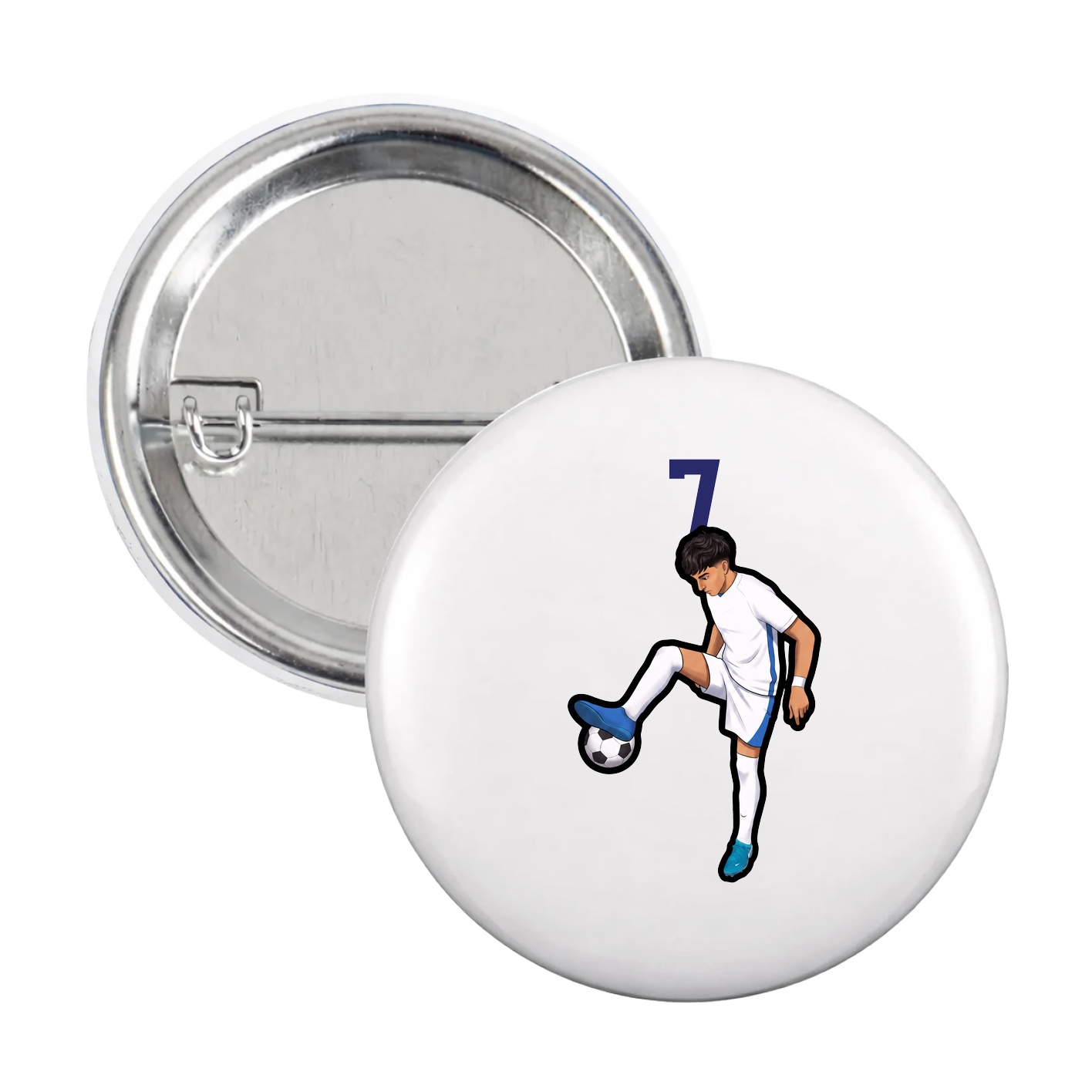 Game Day Button — Number Top in White
