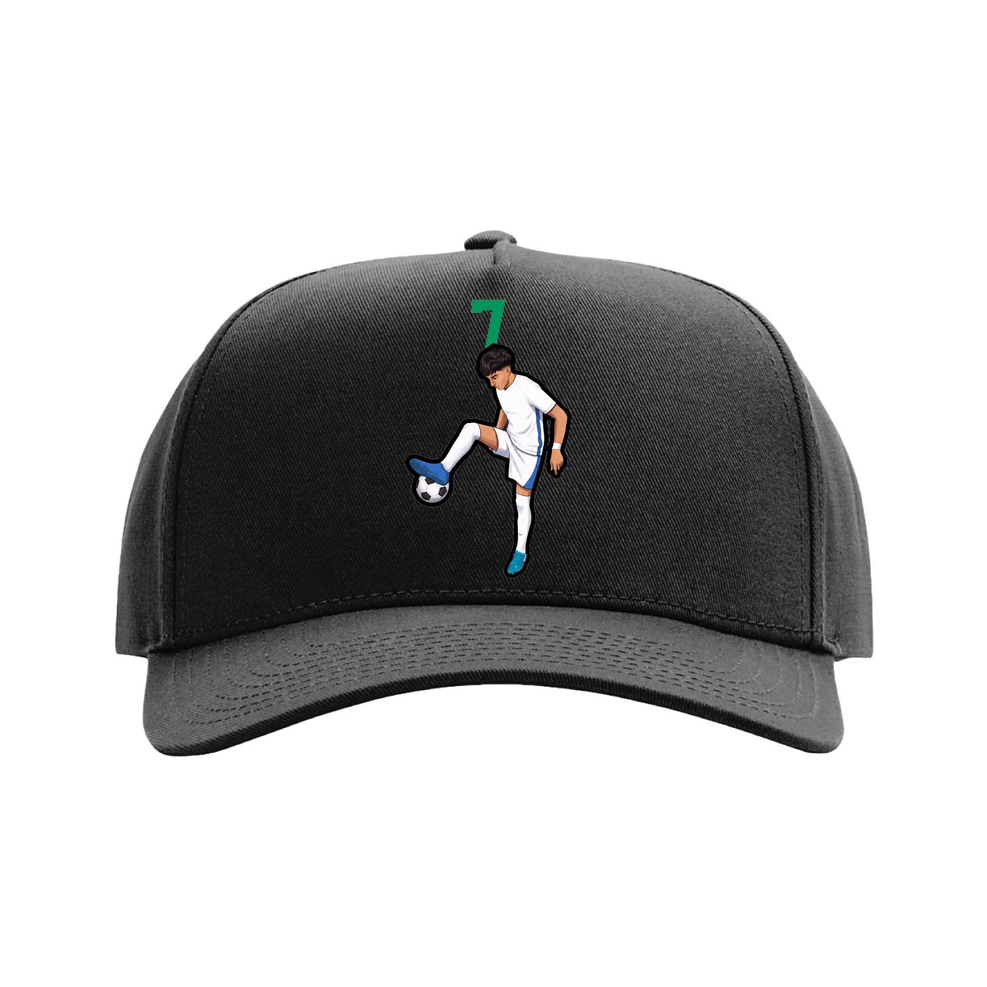 Full Fabric Five-Panel Champ Cap — Number Top in Black