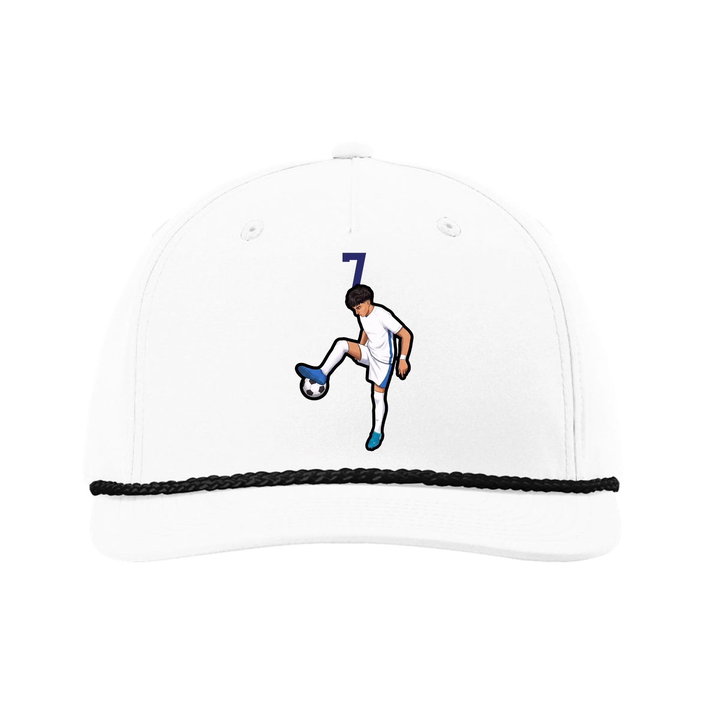 Five-Panel Classic Rope Cap — Number Top in White