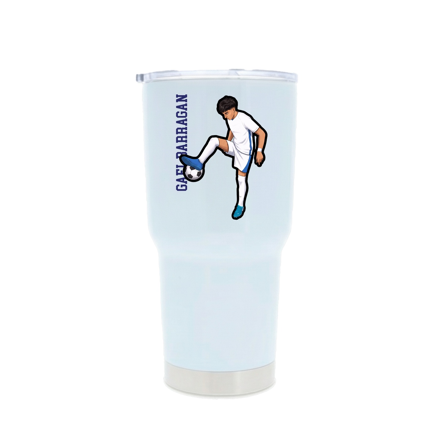 30oz Stainless Steel Tumbler — Name Vertical in White