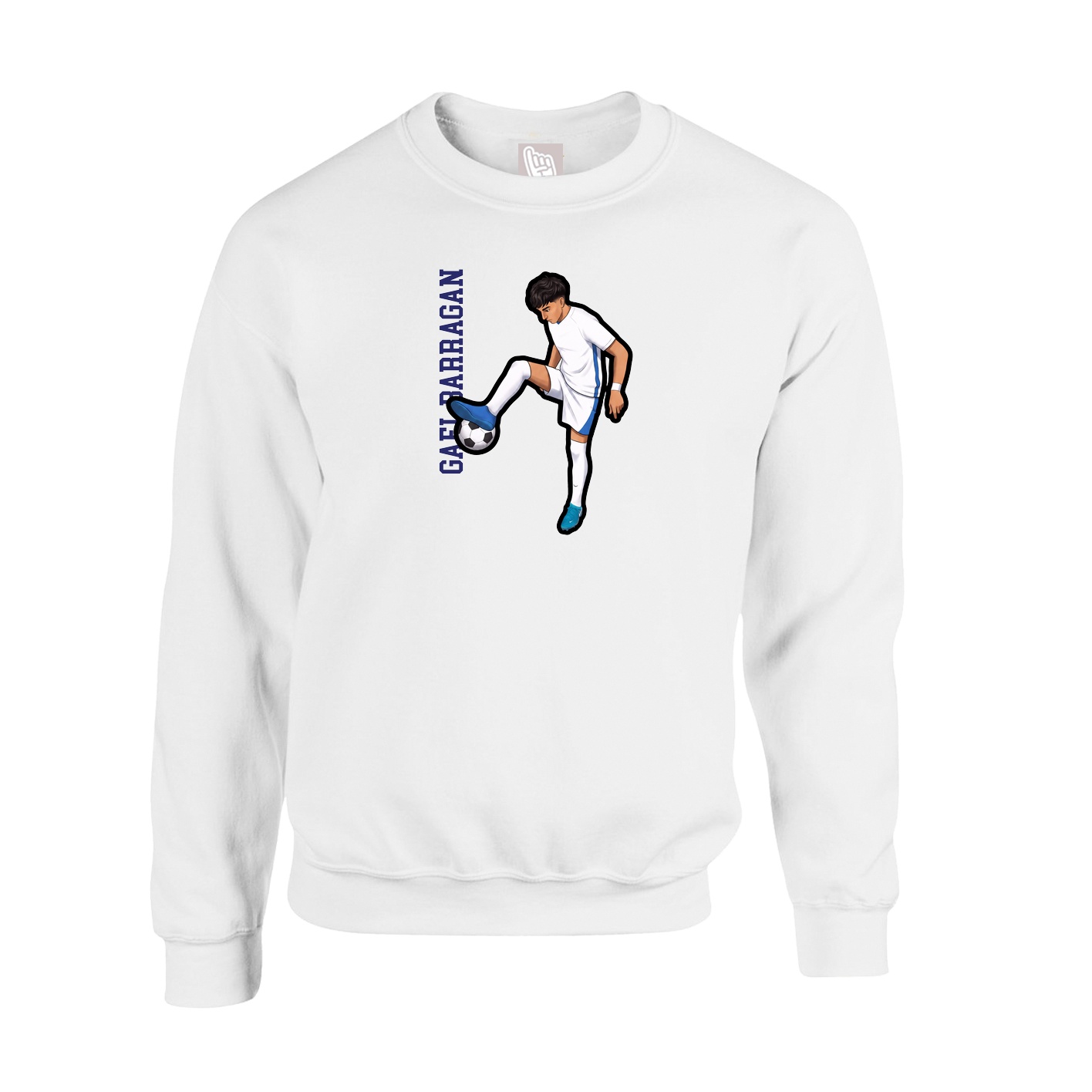 Fleece Crew — Name Vertical in White