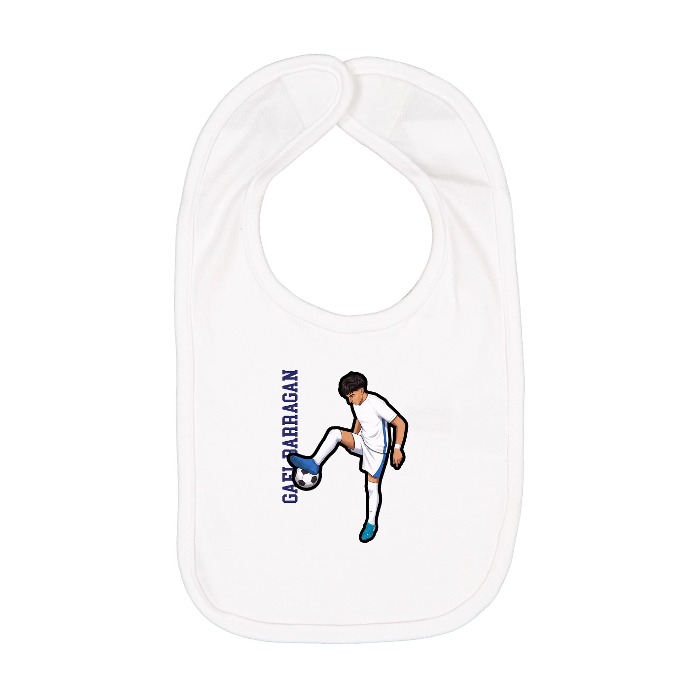 Infant Bib — Name Vertical in White