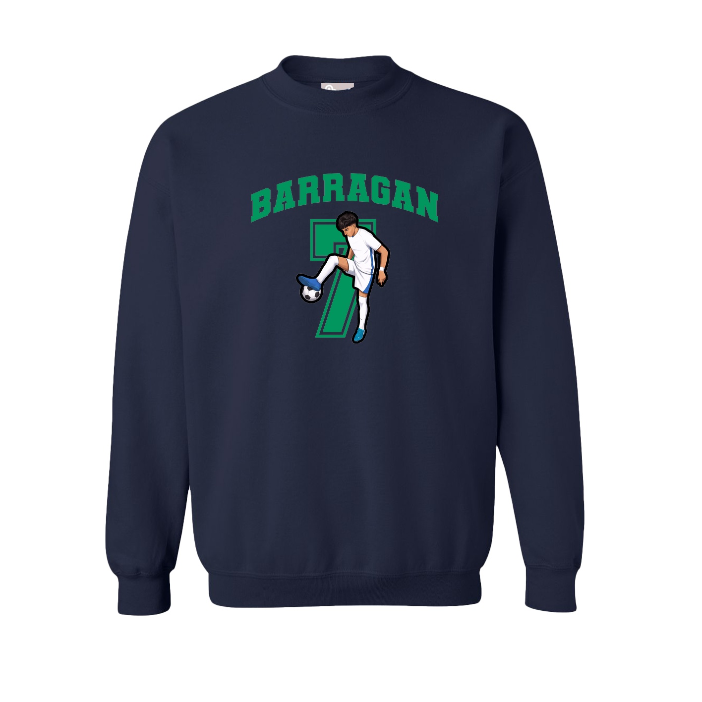 Fleece Crew — Number in Navy