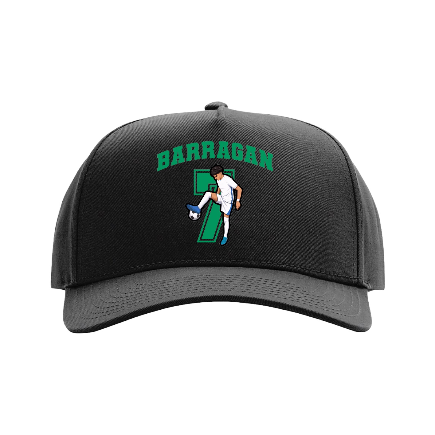 Full Fabric Five-Panel Champ Cap — Number in Black