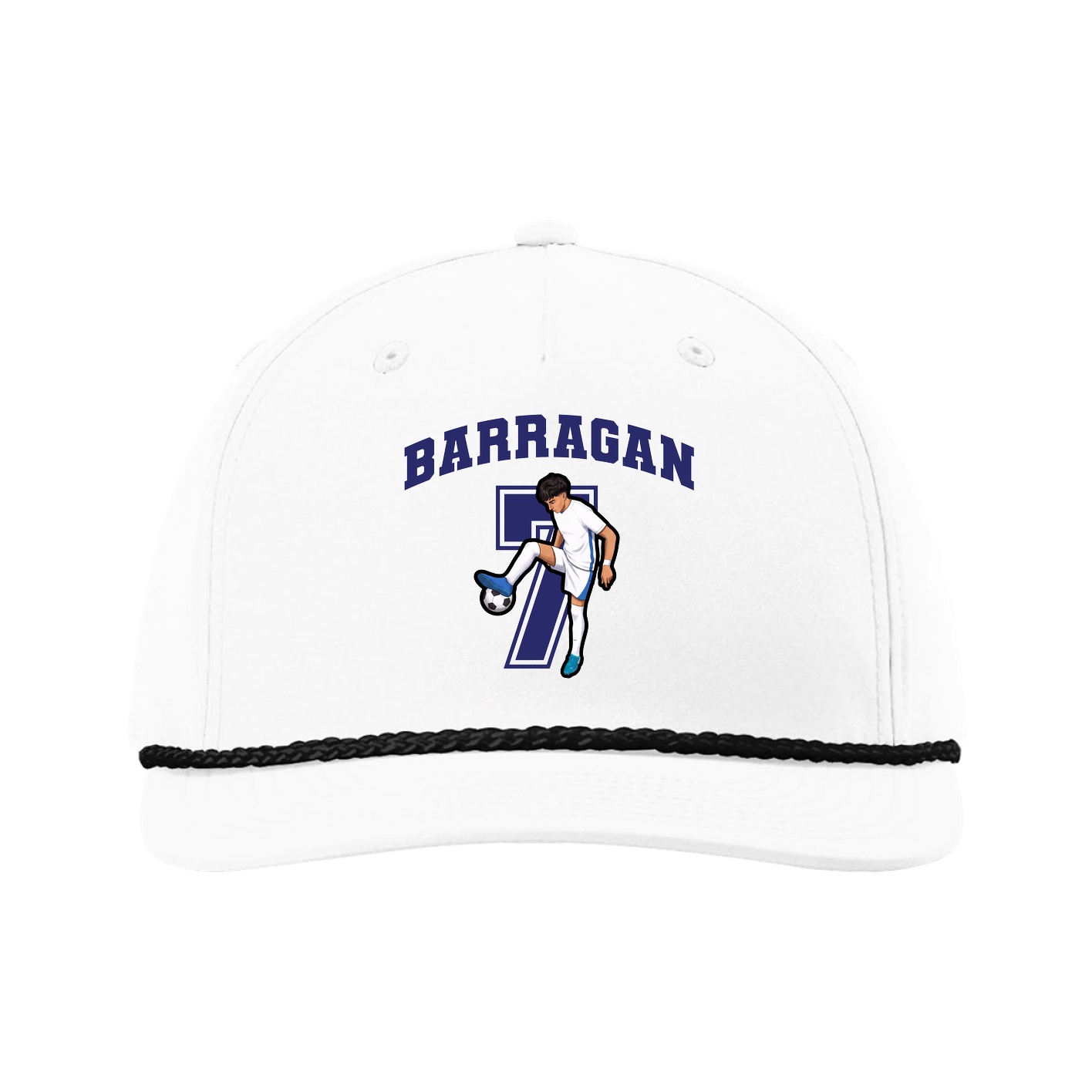 Five-Panel Classic Rope Cap — Number in White