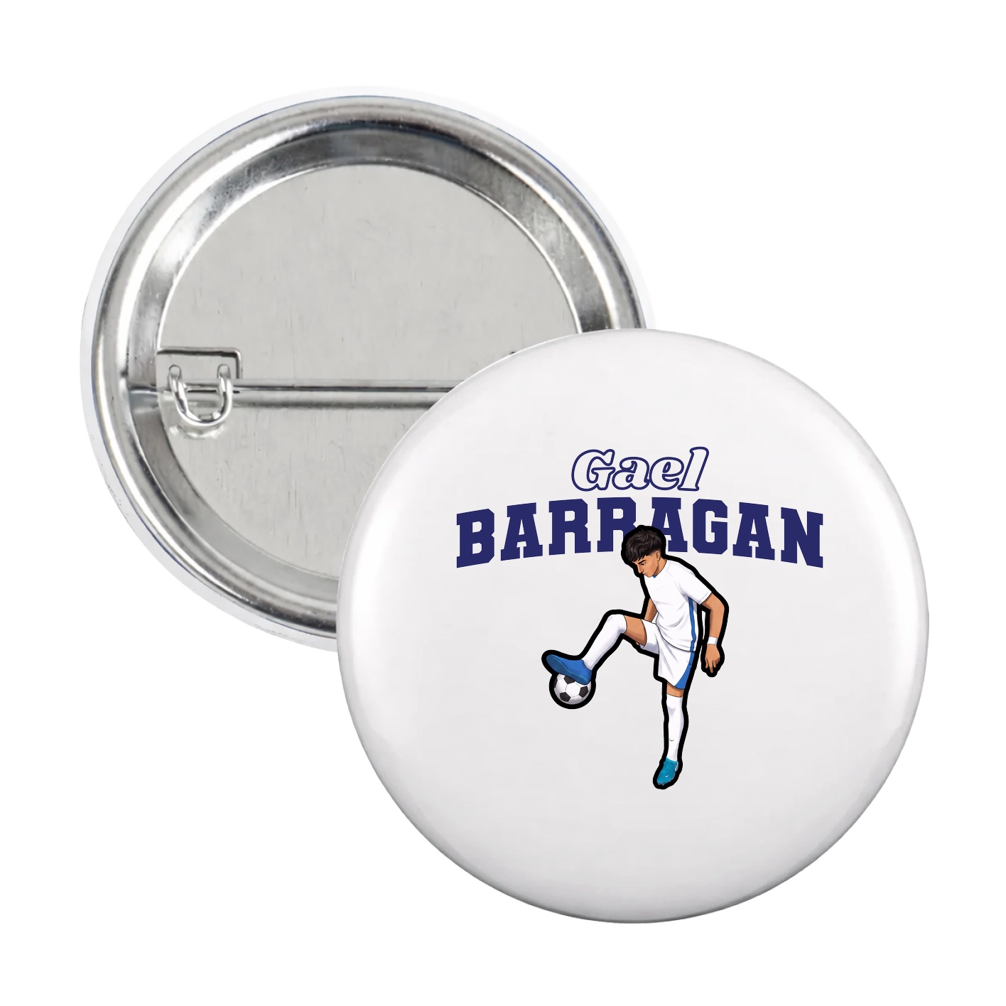 Game Day Button — Name Arch in White