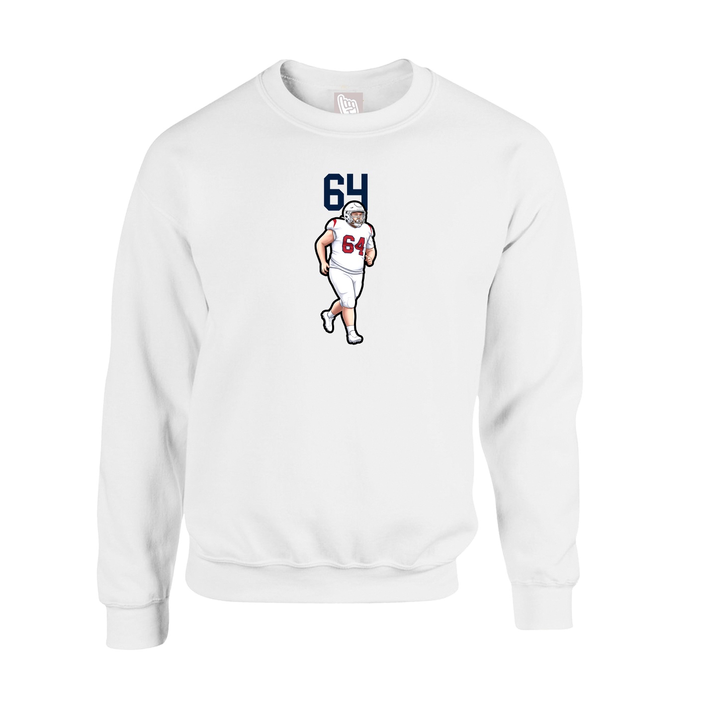 Fleece Crew — Number Top in White