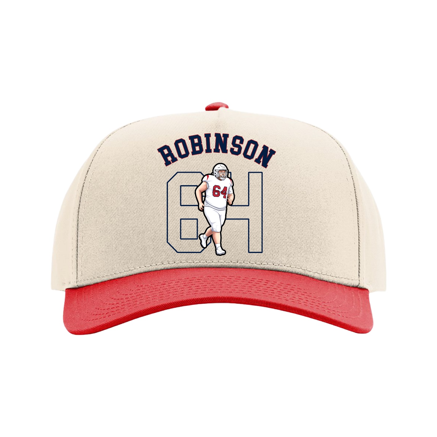 Full Fabric Five-Panel Champ Cap — Shirsey Arch in Cream/Red