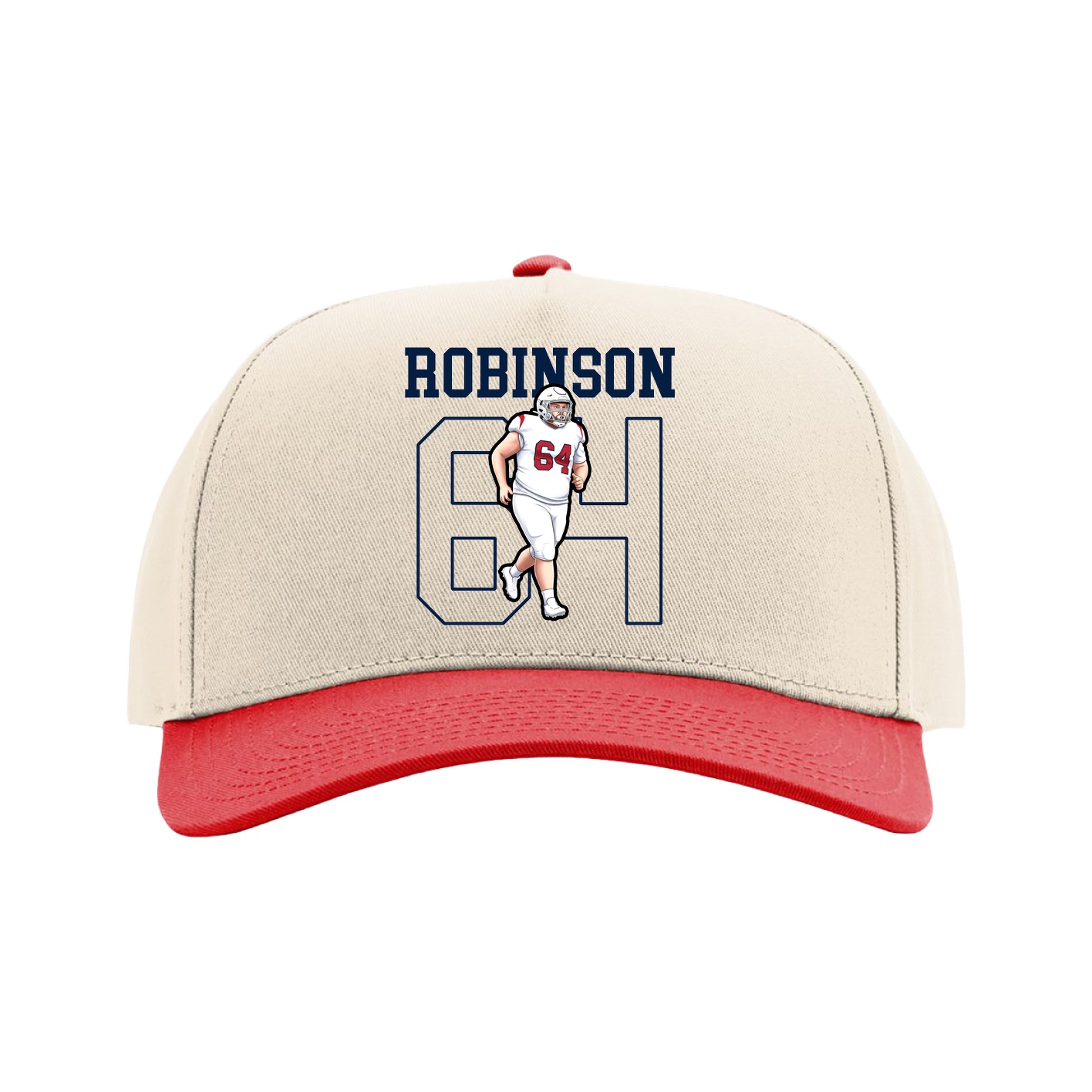 Full Fabric Five-Panel Champ Cap — Shirsey in Cream/Red
