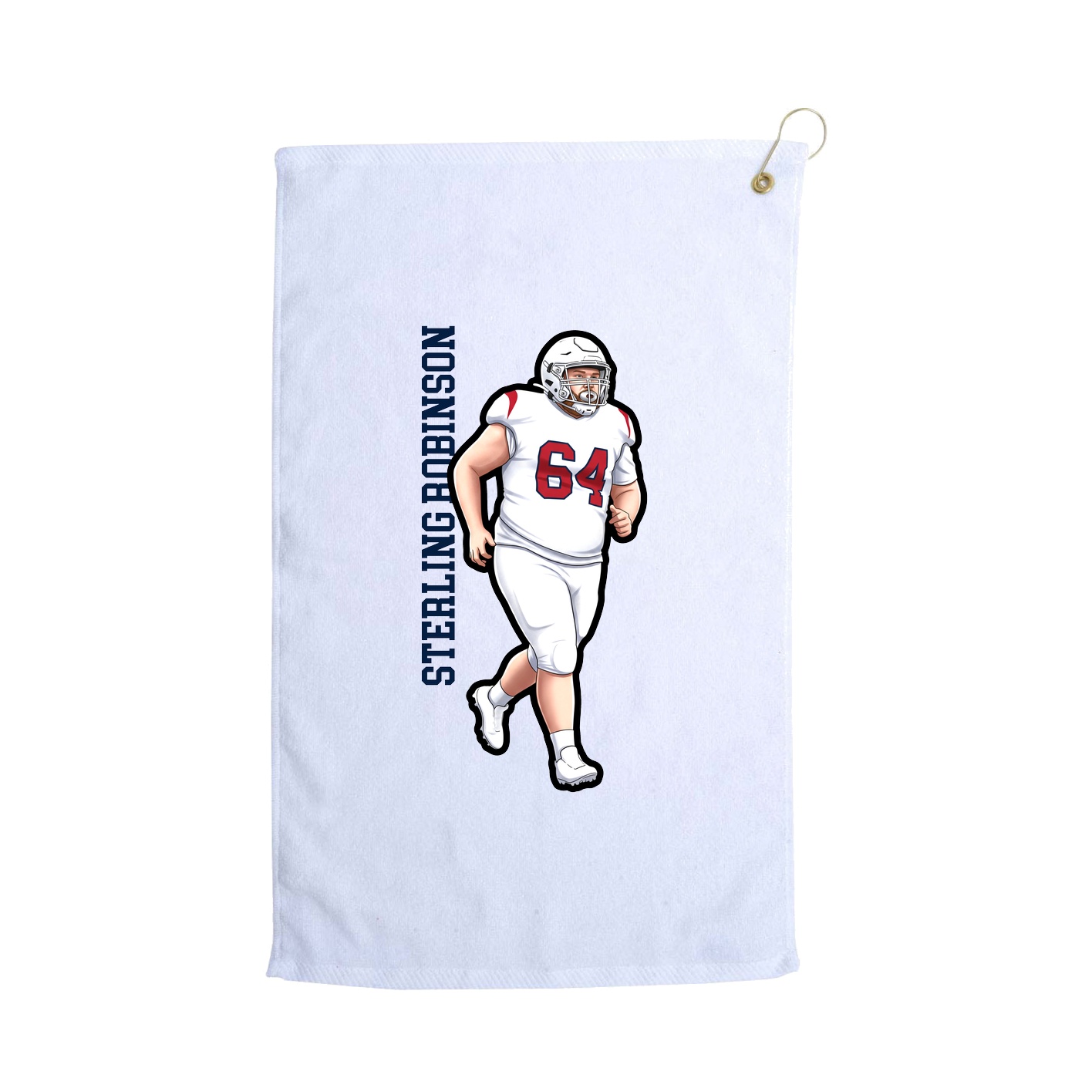 Golf Towel — Name Vertical in White