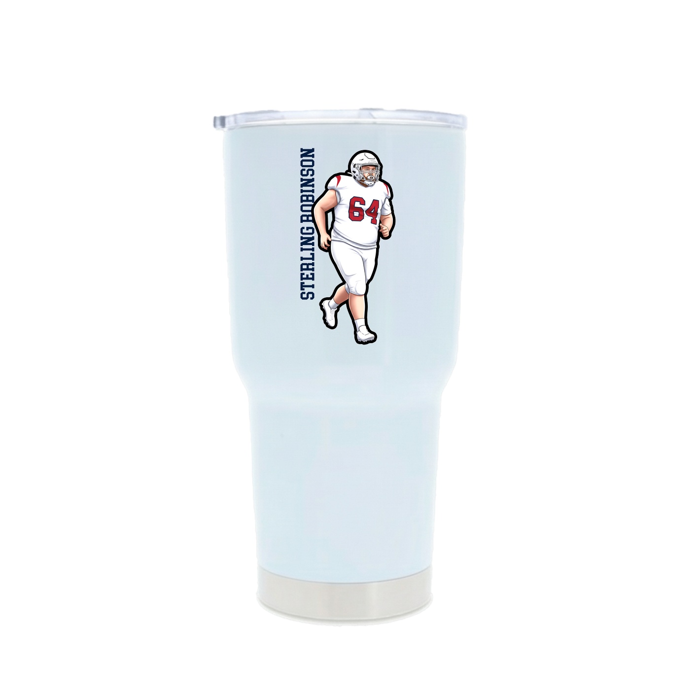 30oz Stainless Steel Tumbler — Name Vertical in White
