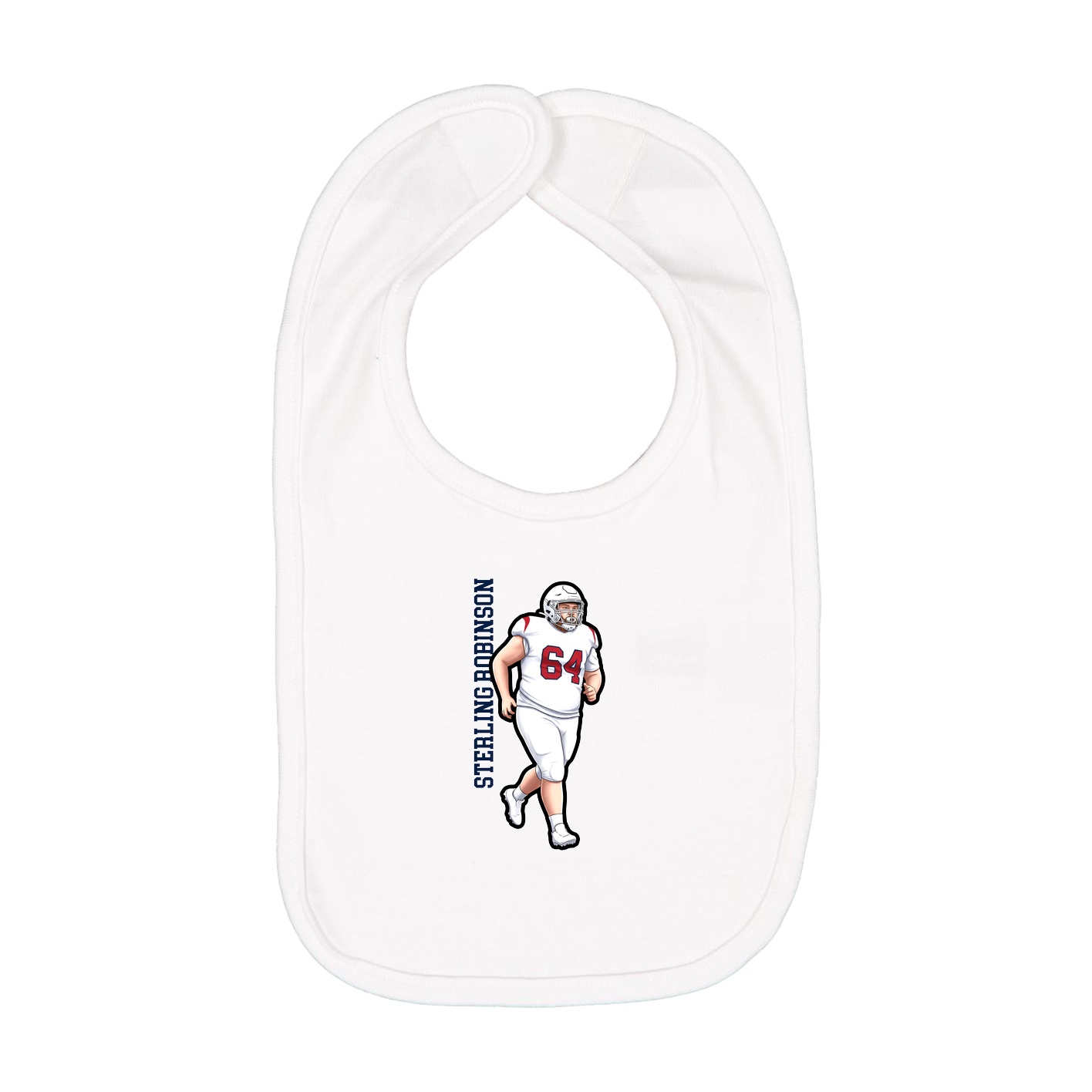 Infant Bib — Name Vertical in White