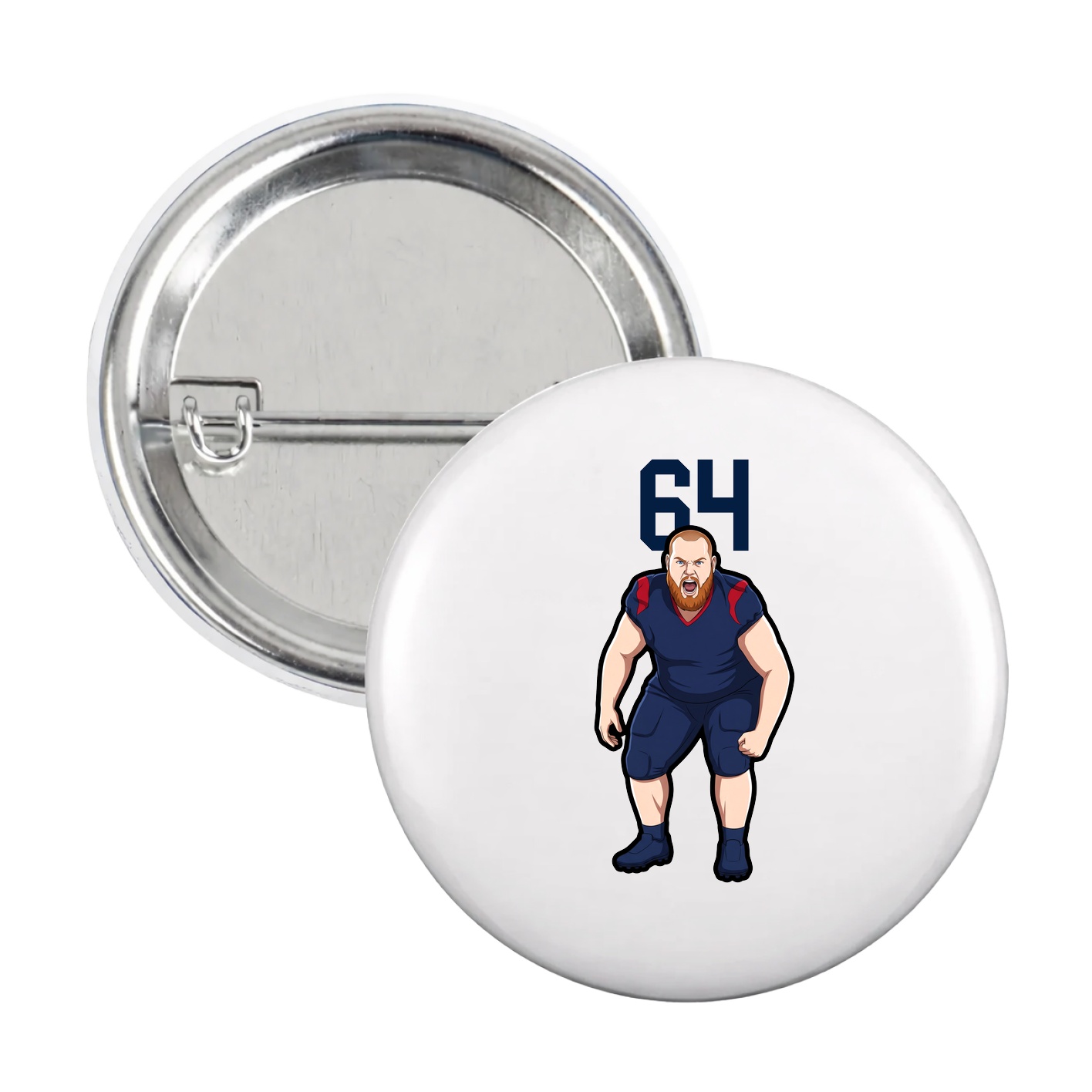 Game Day Button — Number Top in White