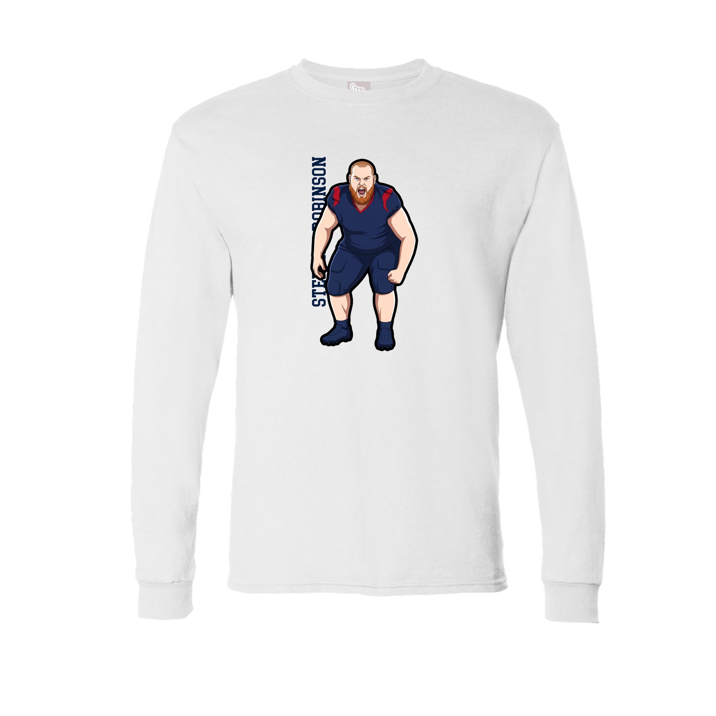 Long Sleeve Tee — Name Vertical in White