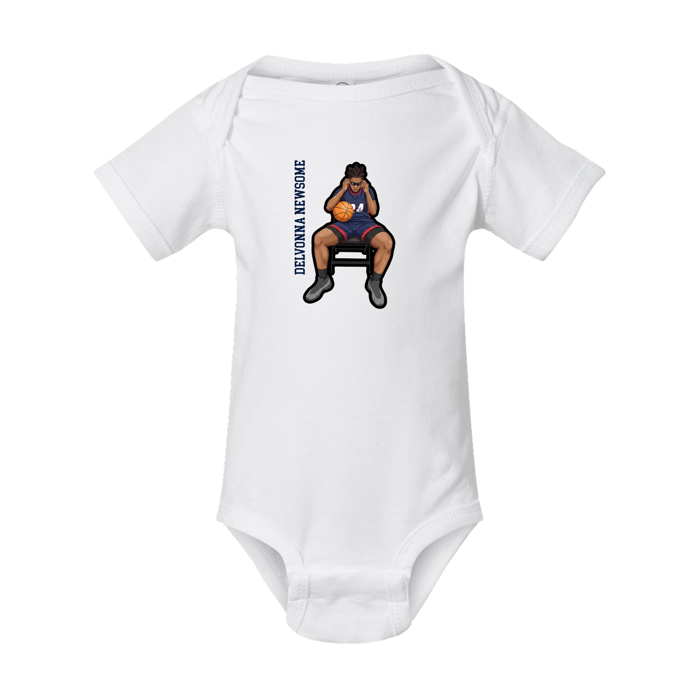 Baby Onesie — Name Vertical in White