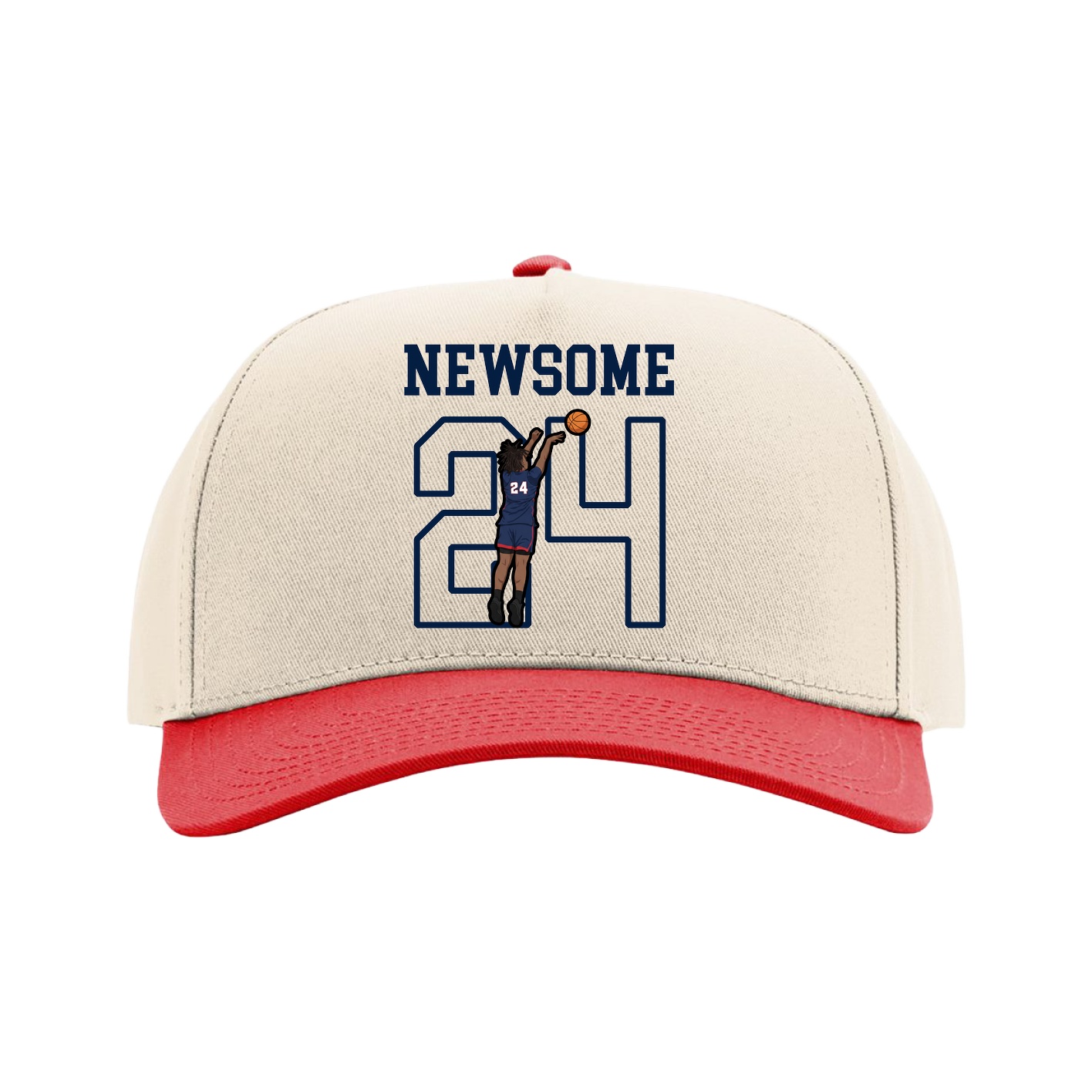 Full Fabric Five-Panel Champ Cap — Shirsey in Cream/Red