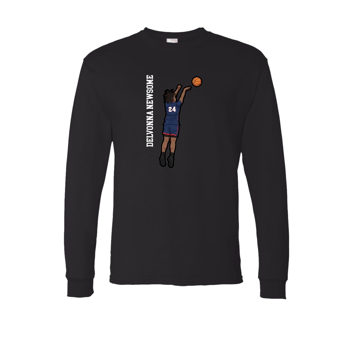 Long Sleeve Tee — Name Vertical in Black