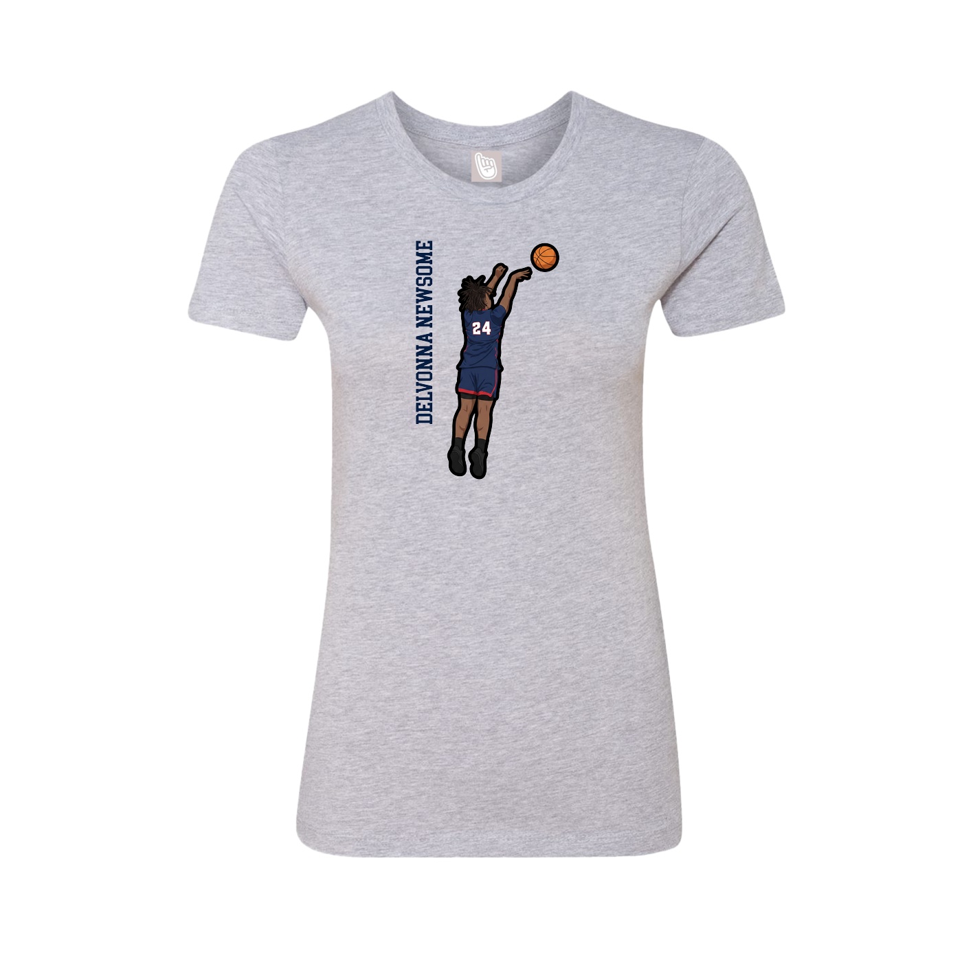 Fitted Women's Tee — Name Vertical in Grey