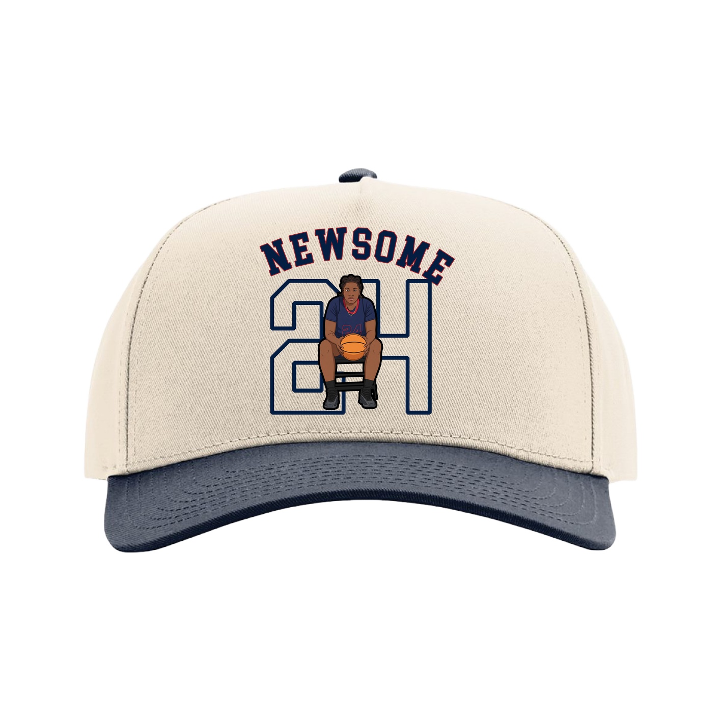 Full Fabric Five-Panel Champ Cap — Shirsey Arch in Cream/Navy