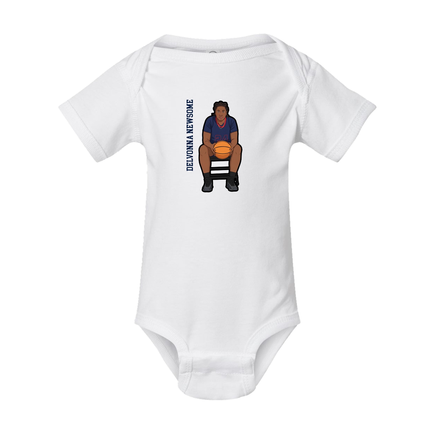 Baby Onesie — Name Vertical in White