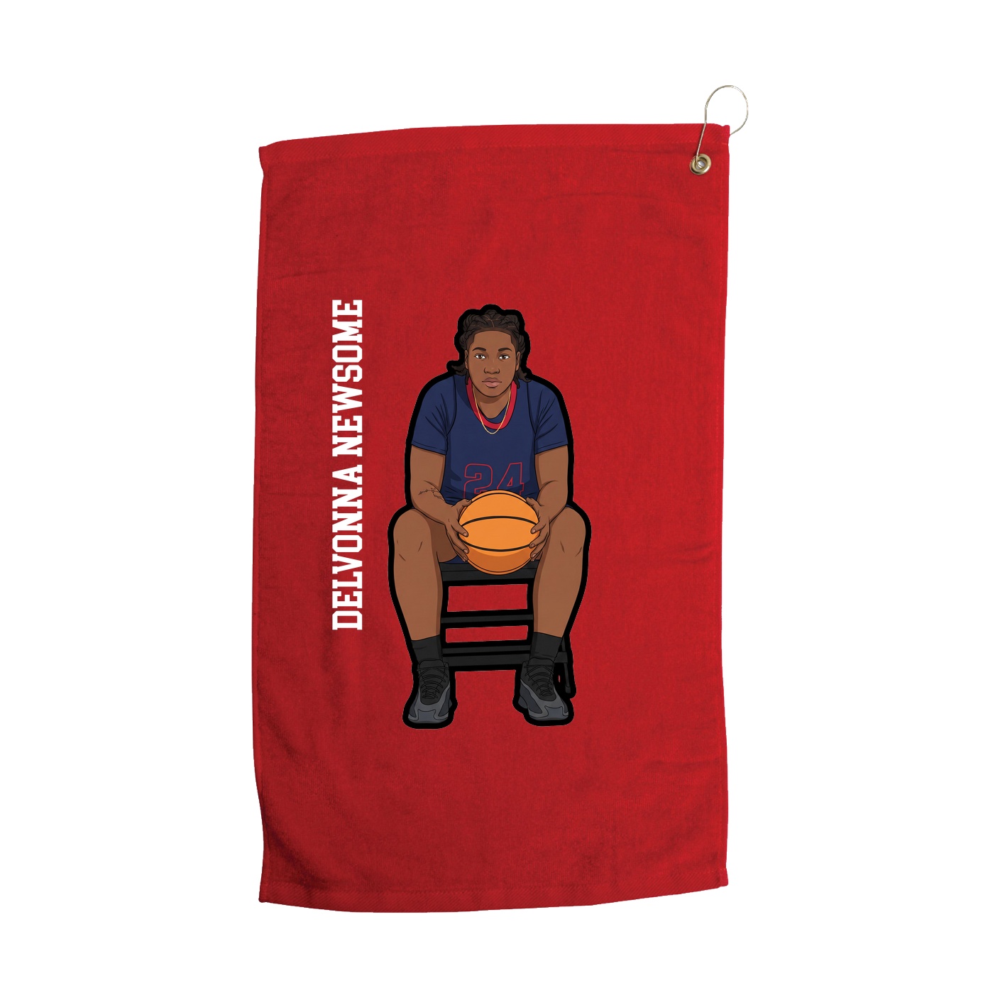 Golf Towel — Name Vertical in Red