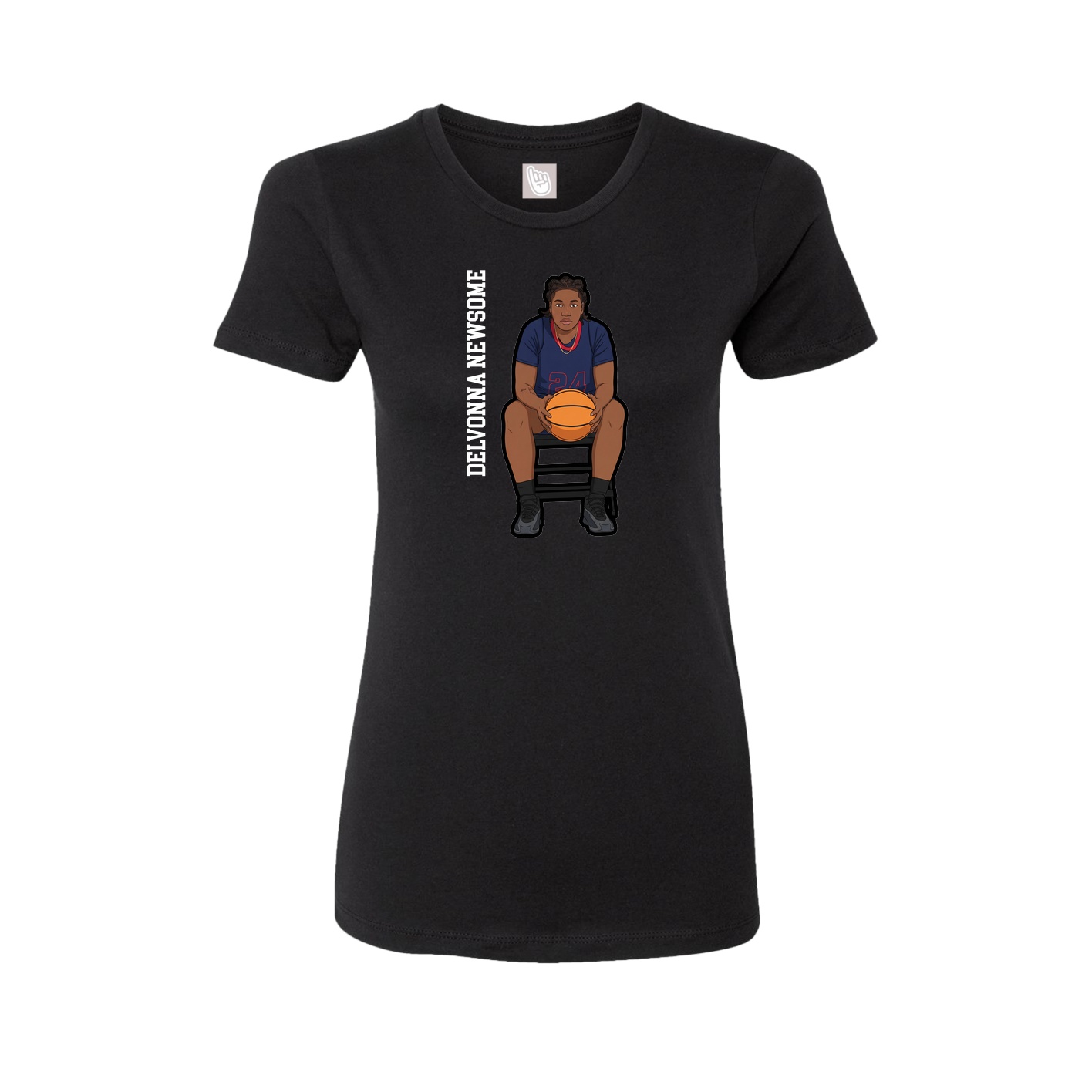 Fitted Women's Tee — Name Vertical in Black