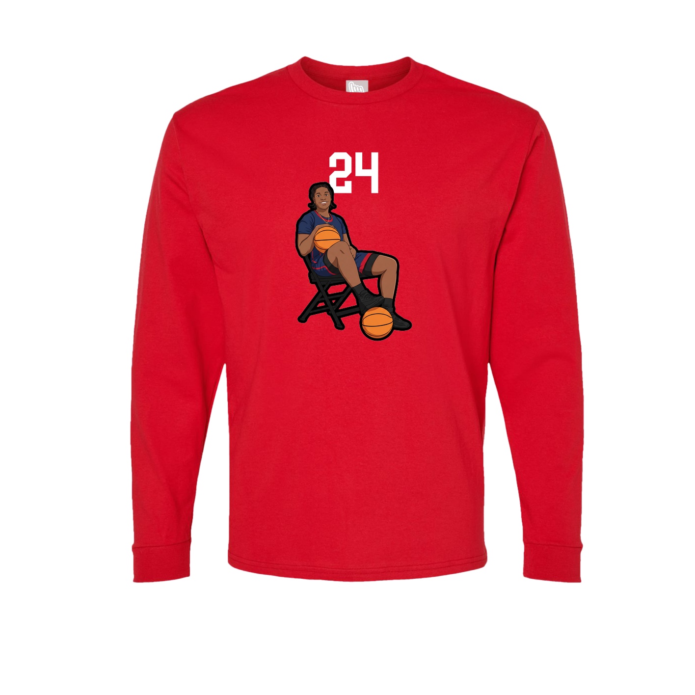 Long Sleeve Tee — Number Top in Red