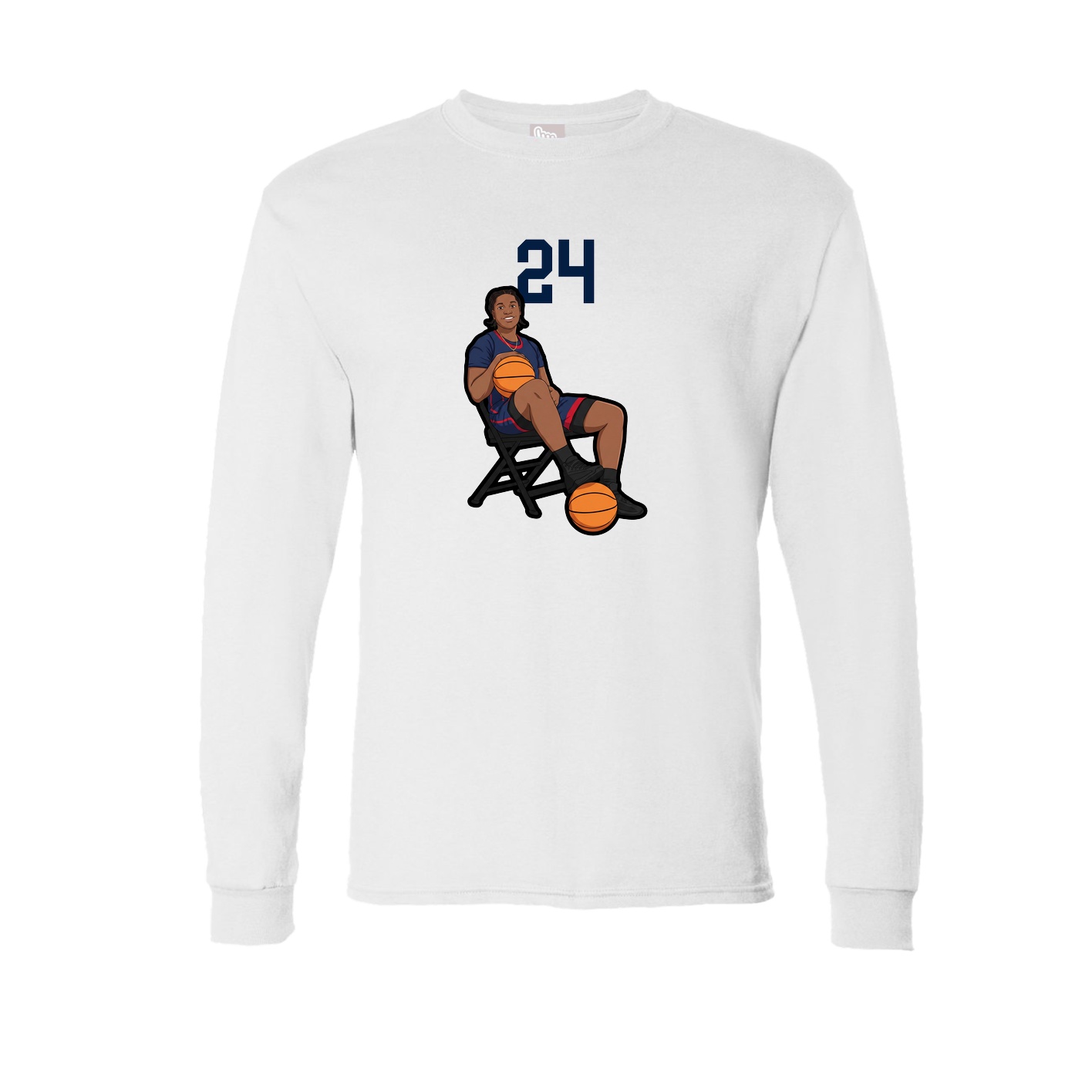 Long Sleeve Tee — Number Top in White