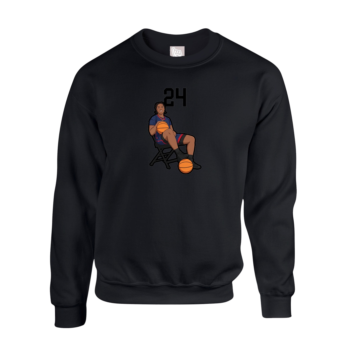Fleece Crew — Number Top in Black