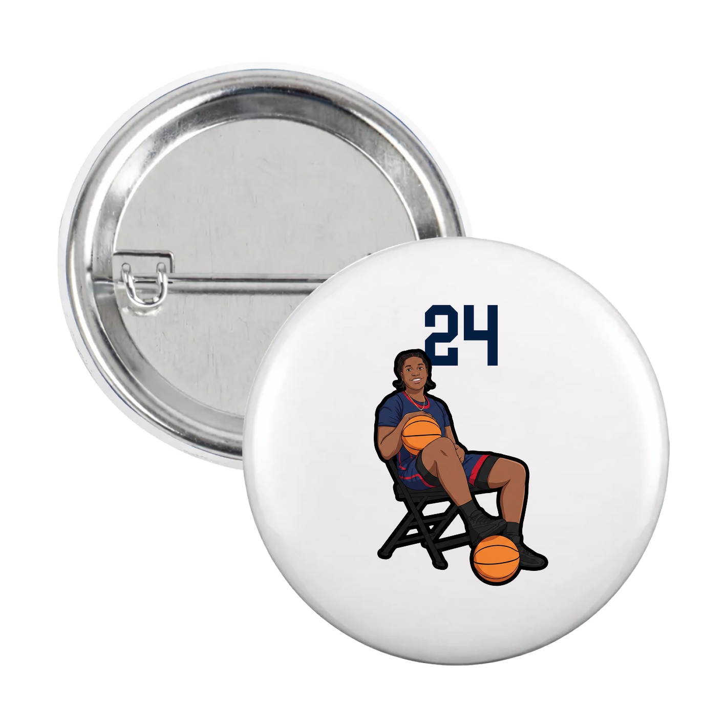 Game Day Button — Number Top in White