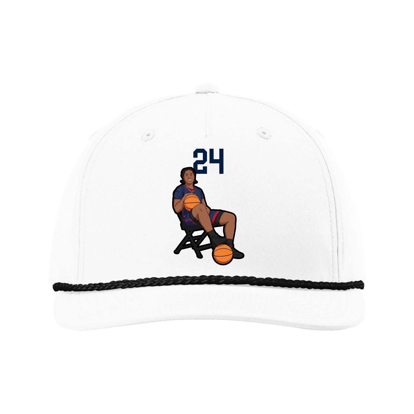 Five-Panel Classic Rope Cap — Number Top in White