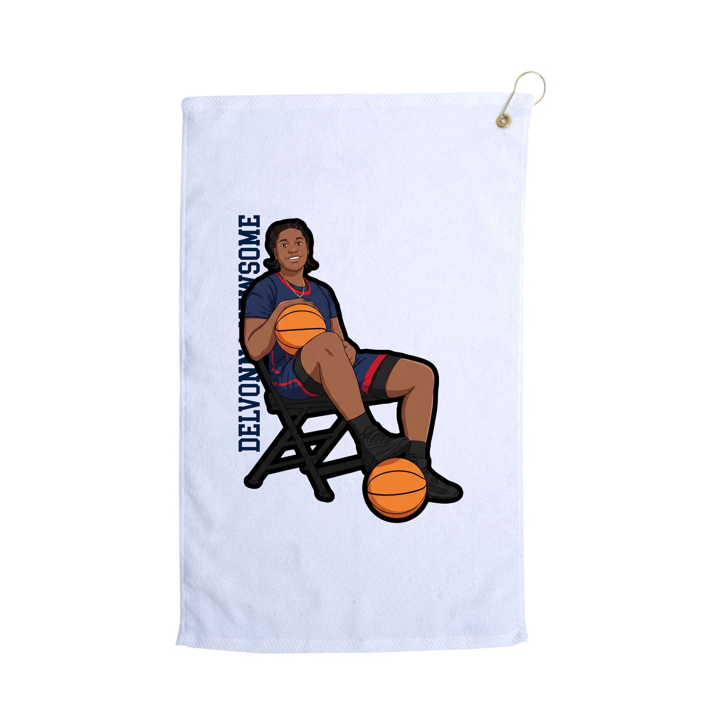 Golf Towel — Name Vertical in White
