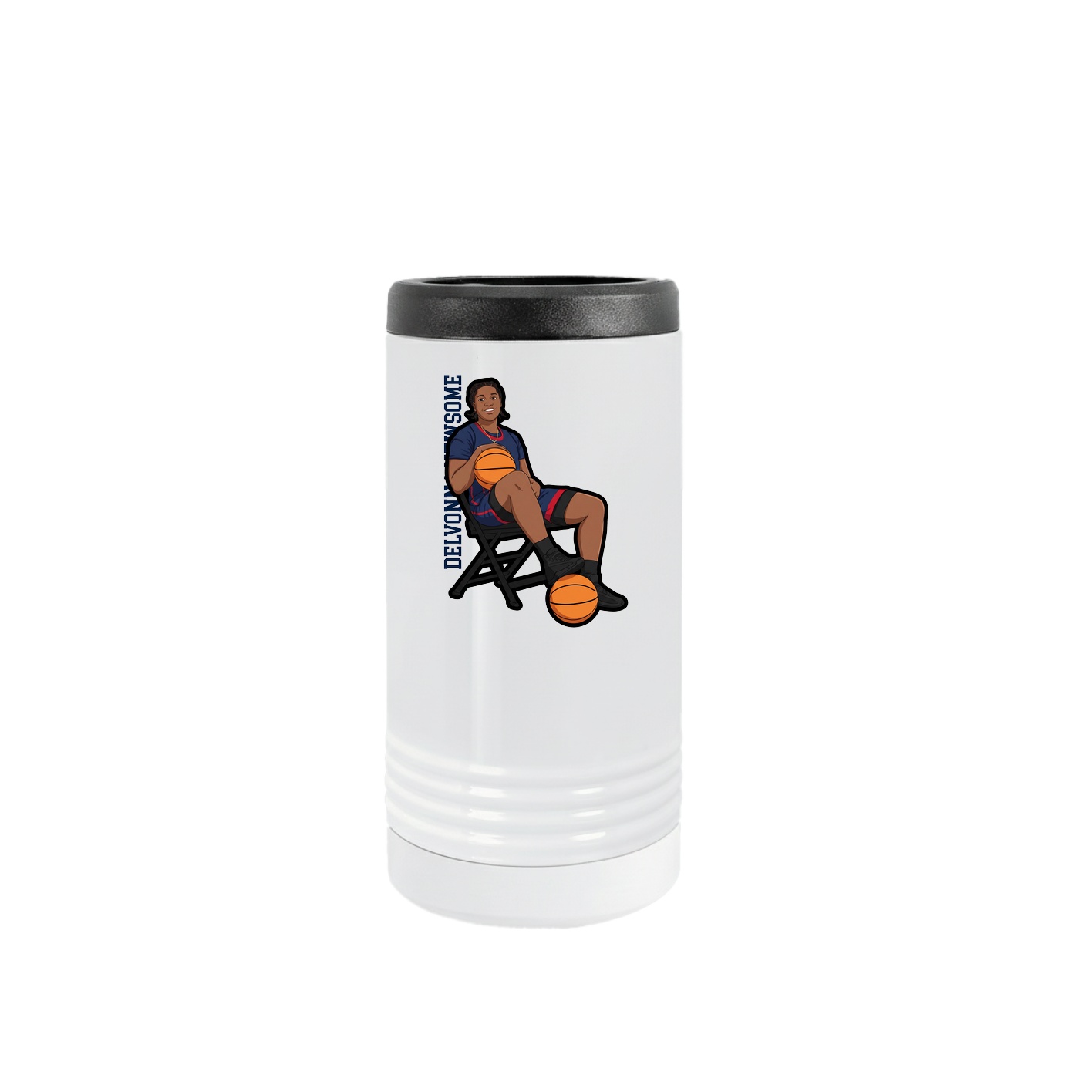 Slim Beverage Holder — Name Vertical in White