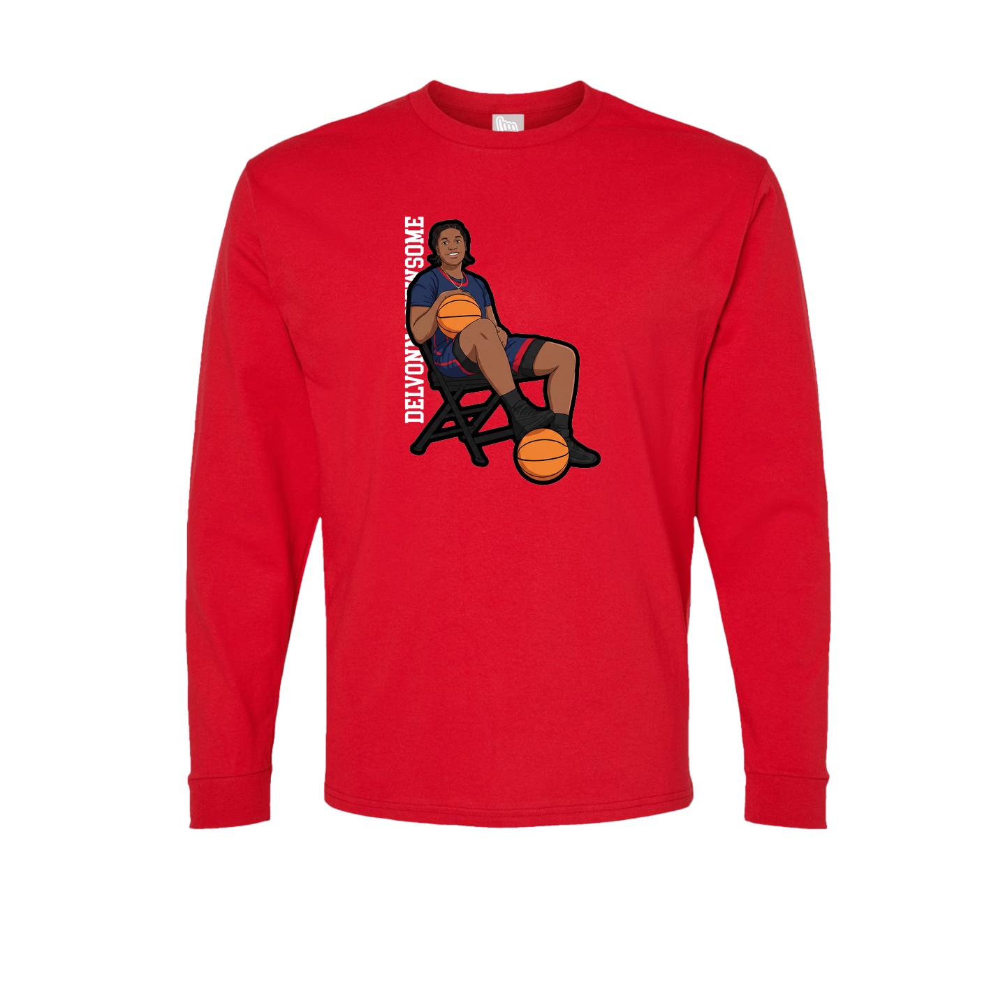 Long Sleeve Tee — Name Vertical in Red