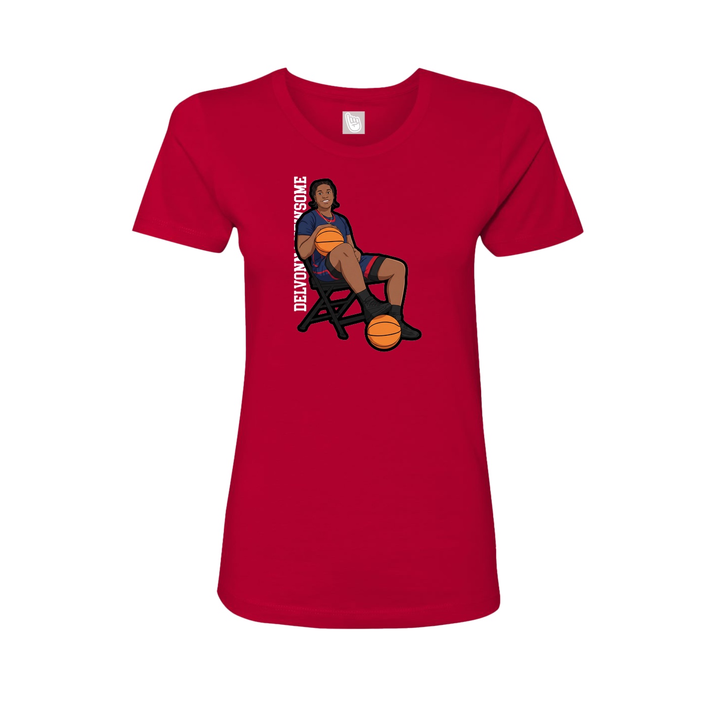 Womens Tee — Name Vertical in Red