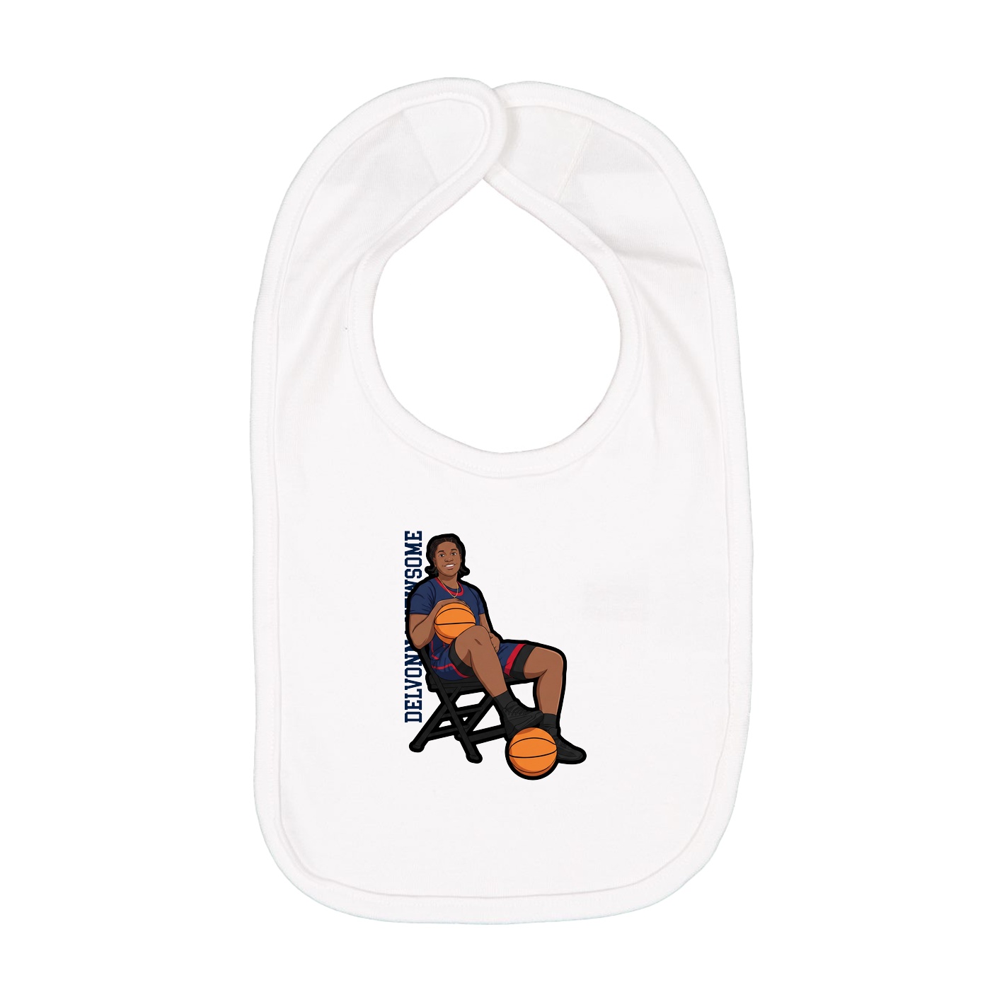 Infant Bib — Name Vertical in White