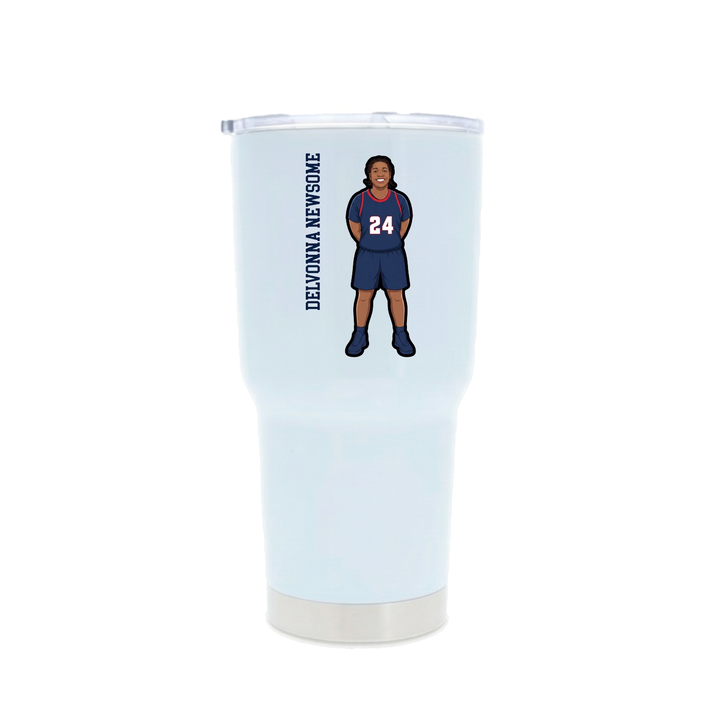30oz Stainless Steel Tumbler — Name Vertical in White