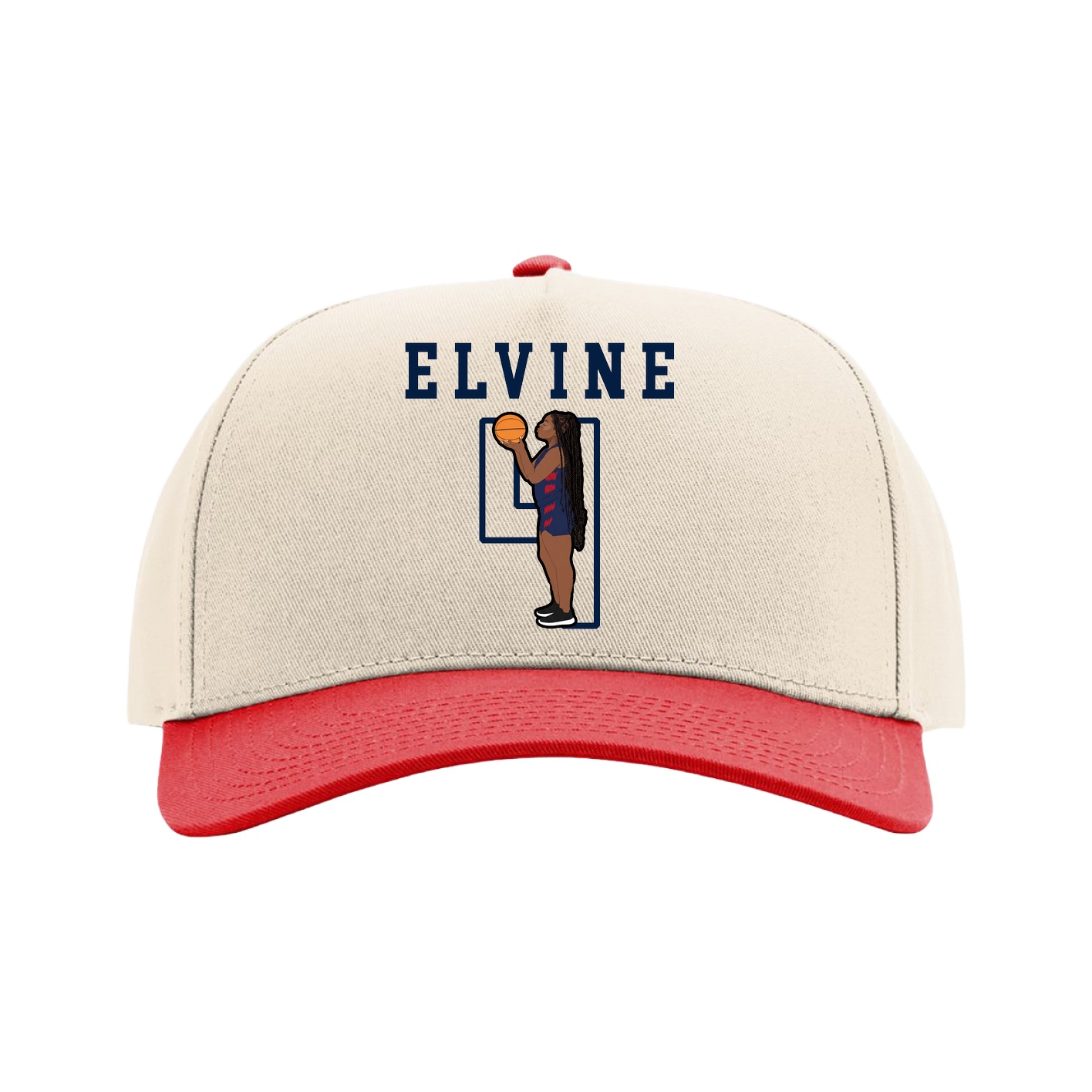 Full Fabric Five-Panel Champ Cap — Shirsey in Cream/Red