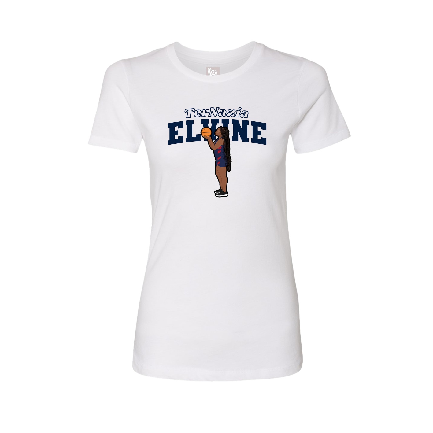 Fitted Women's Tee — Name Arch in White