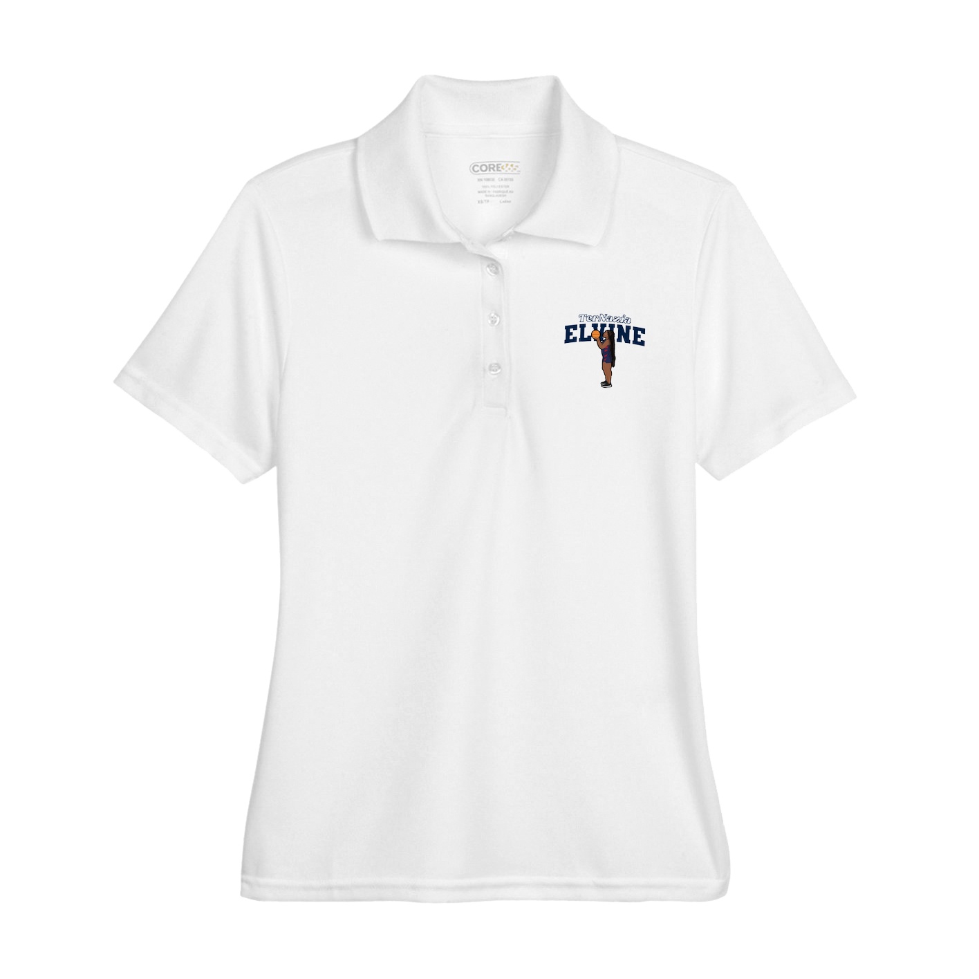 Womens Performance Polo — Name Arch in White