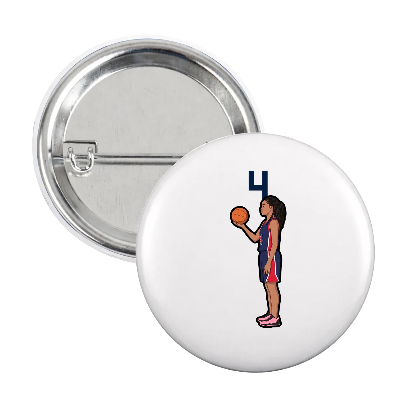 Game Day Button — Number Top in White