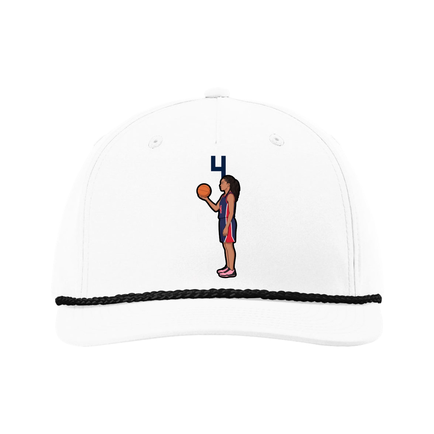 Five-Panel Classic Rope Cap — Number Top in White
