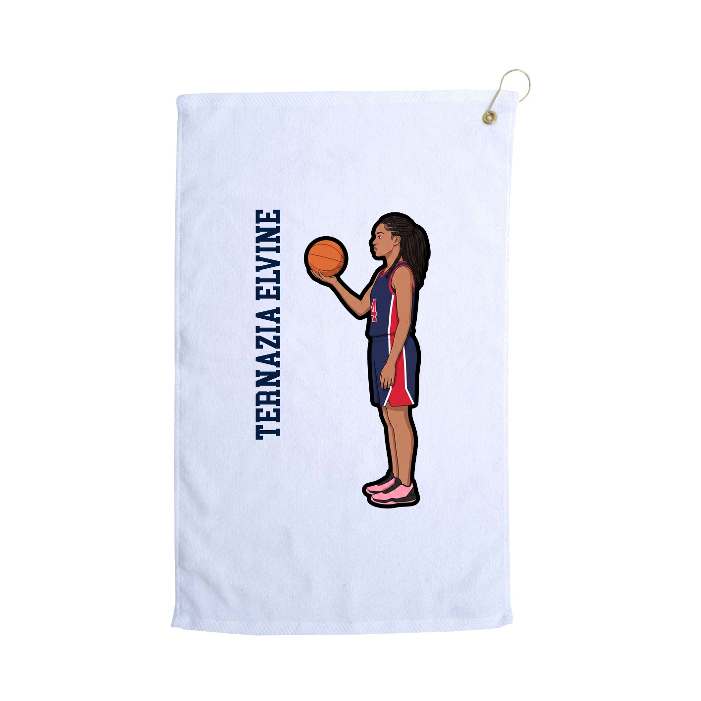 Golf Towel — Name Vertical in White