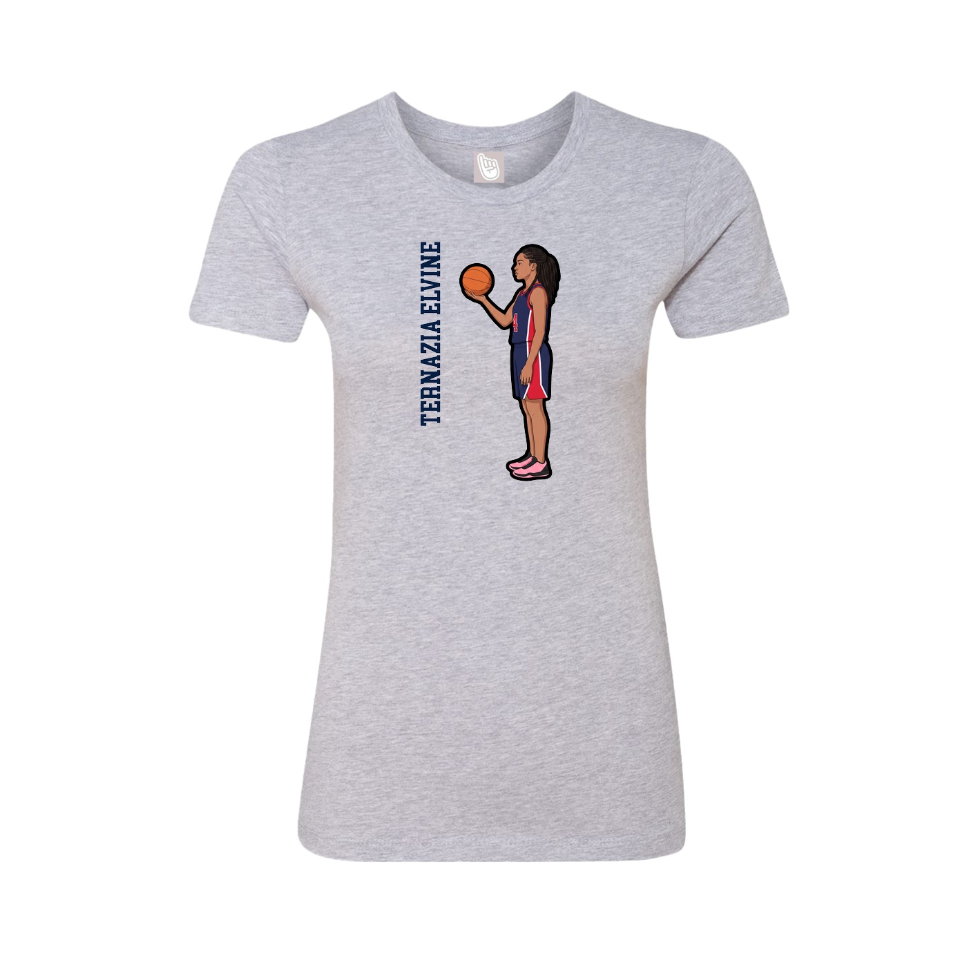 Fitted Women's Tee — Name Vertical in Grey