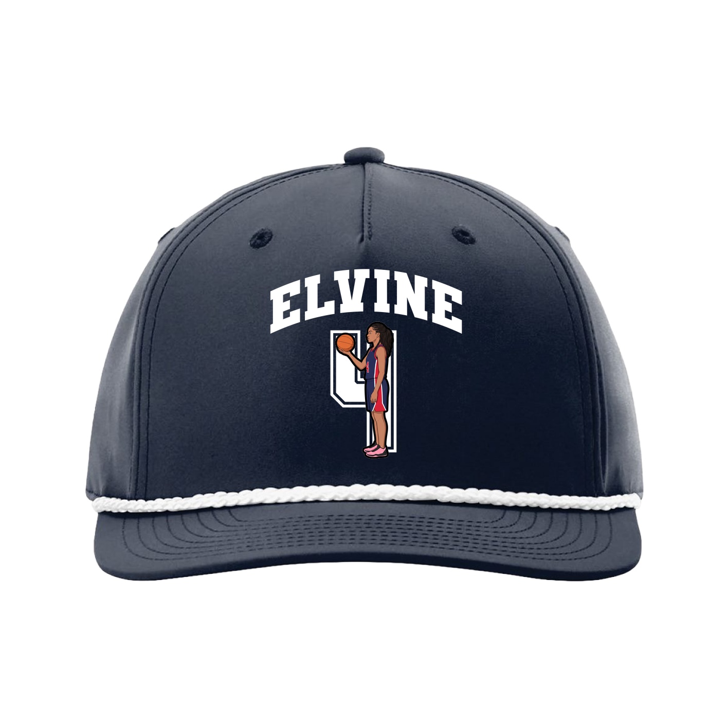 Five-Panel Classic Rope Cap — Number in Navy