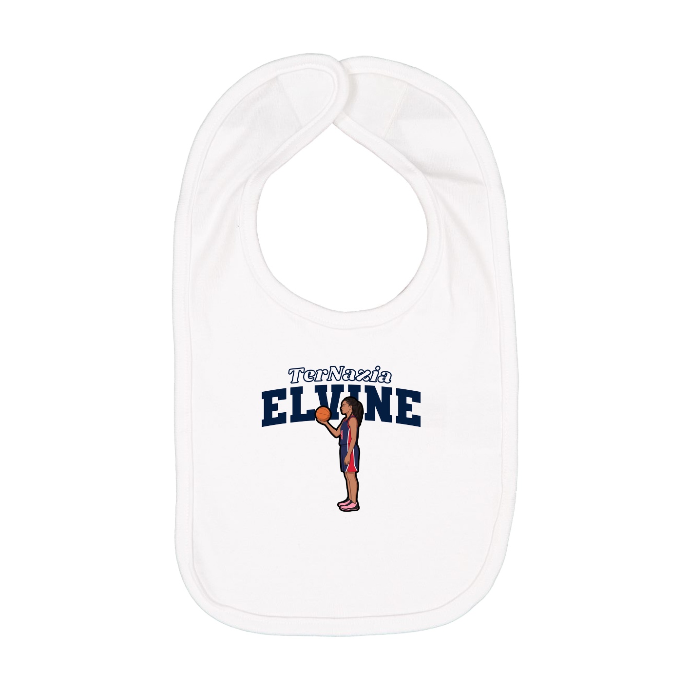 Infant Bib — Name Arch in White
