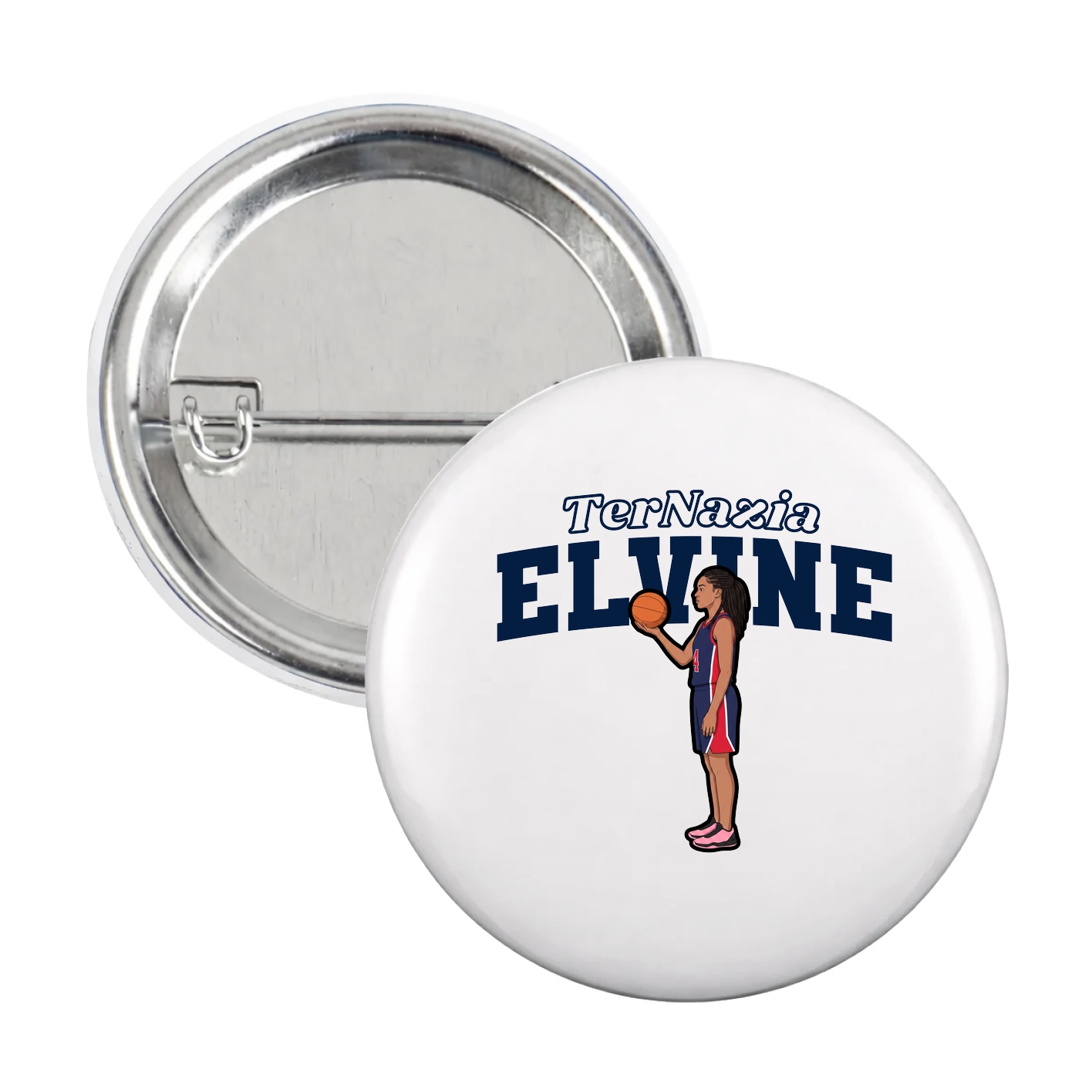 Game Day Button — Name Arch in White