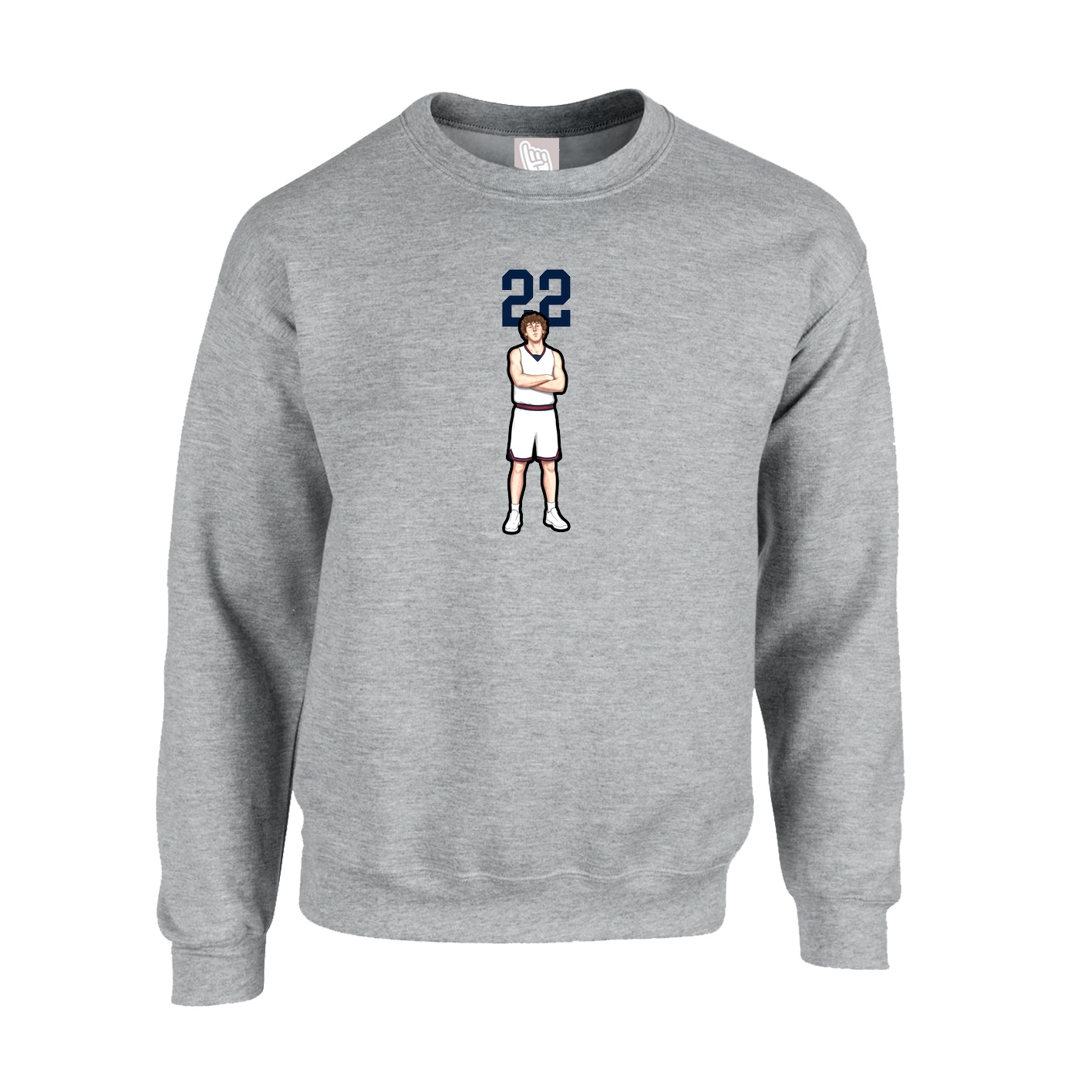 Fleece Crew — Number Top in Grey